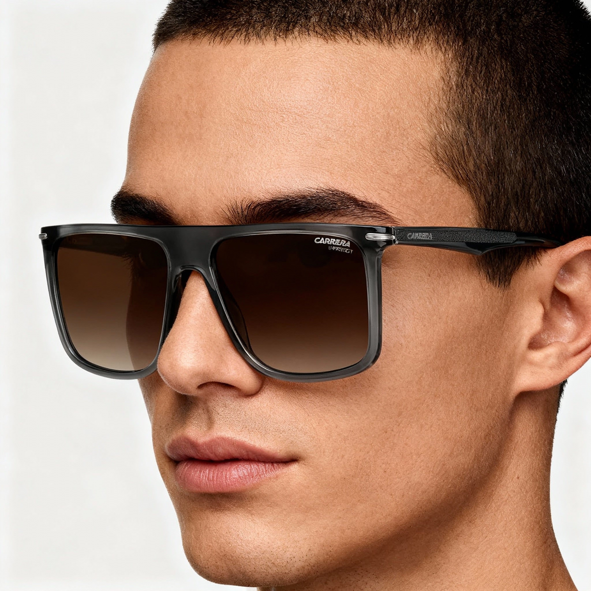 Carrera 278/S Unisex Square Injection Proprionate Sunglasses, Grey Brown Shaded Frame, Brown Gradient Lens 58-16-145, Photo 3