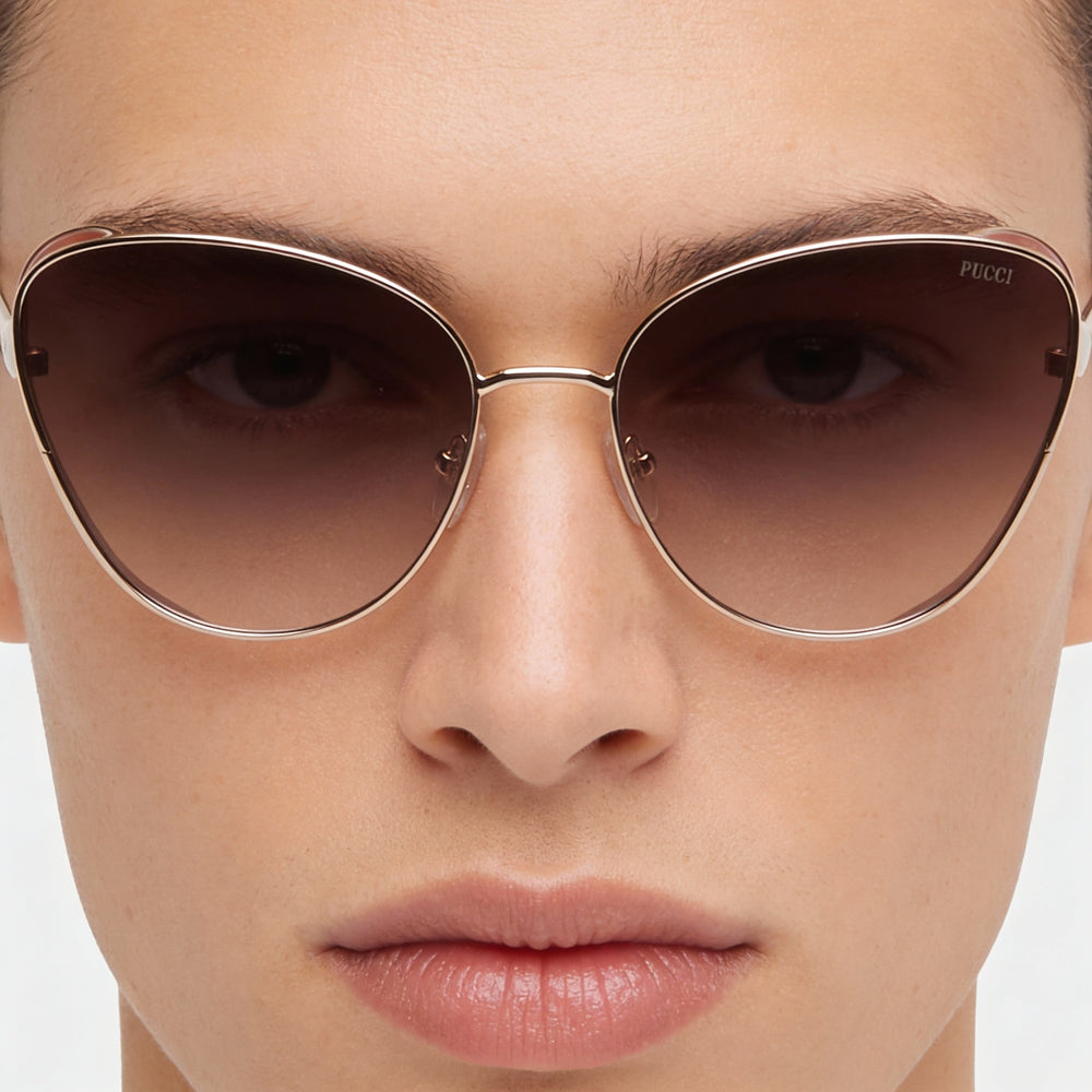 Gafas de sol Emilio Pucci unisex modernas con montura metálica y lentes de policarbonato, protección UV, no polarizadas, talla 61-18