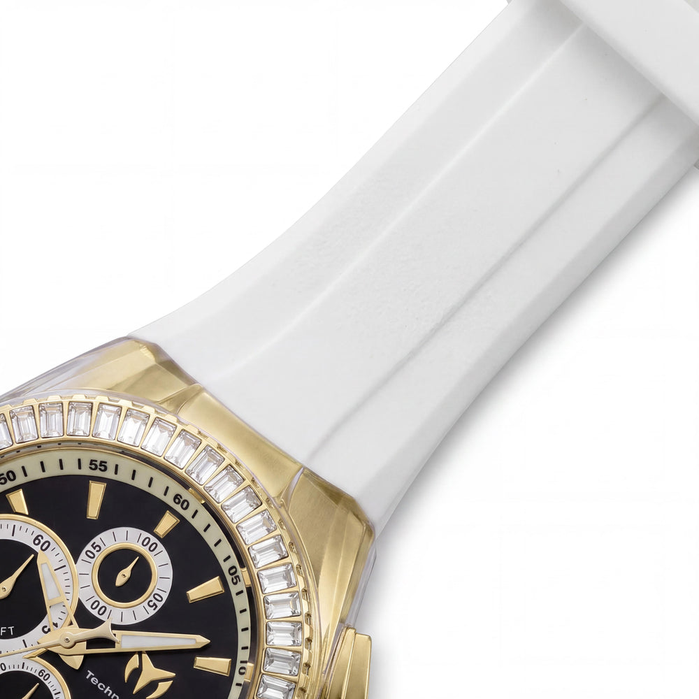Technomarine TM-121153 Men's White Silicone Band Chronograph Watch, 200M Water Resistant, Glow In The Dark, 45mm Case