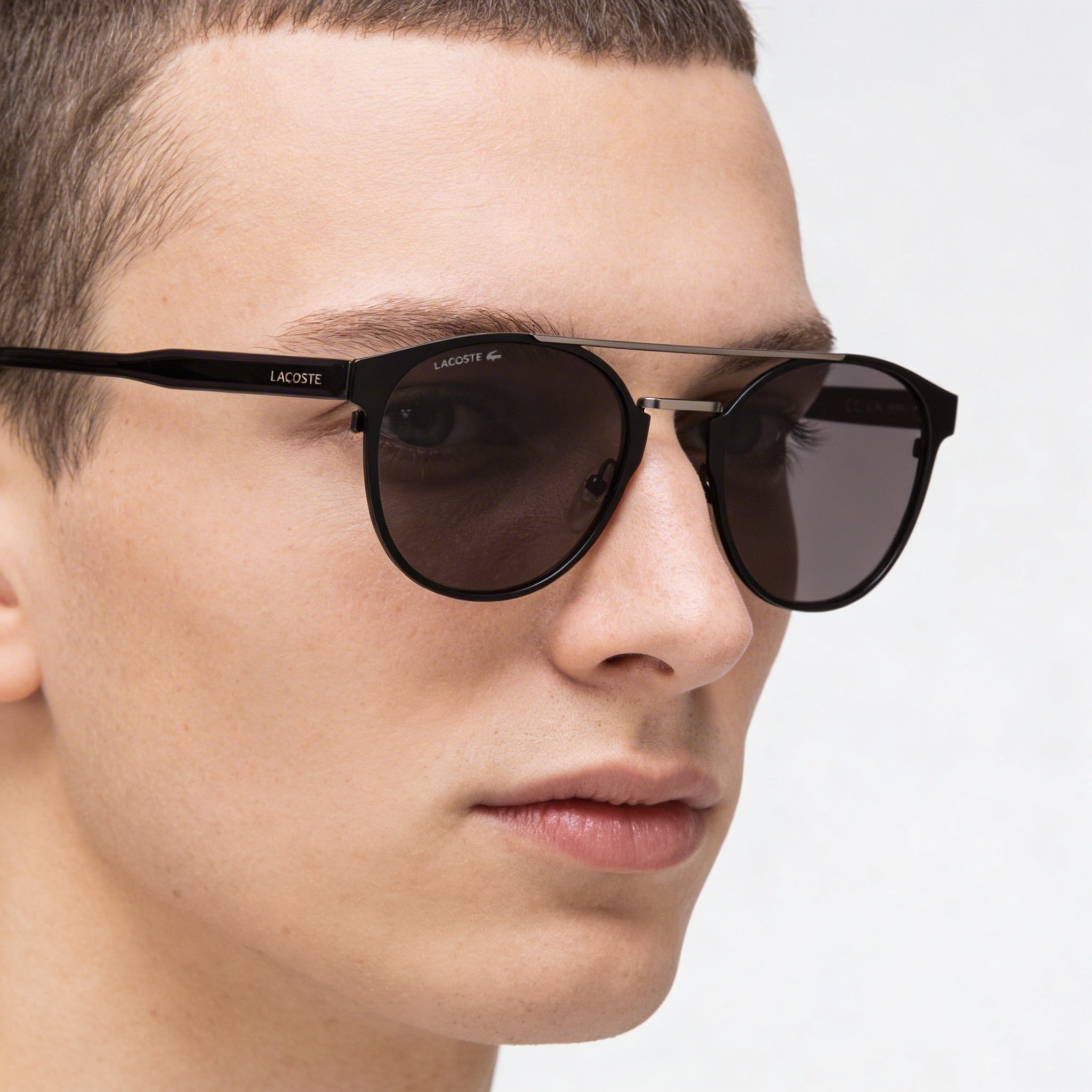 Lacoste Casual Unisex Matte Black Metal Frame UV Protected Polycarbonate Lens Large Sunglasses 53-22-145mm, Photo 4
