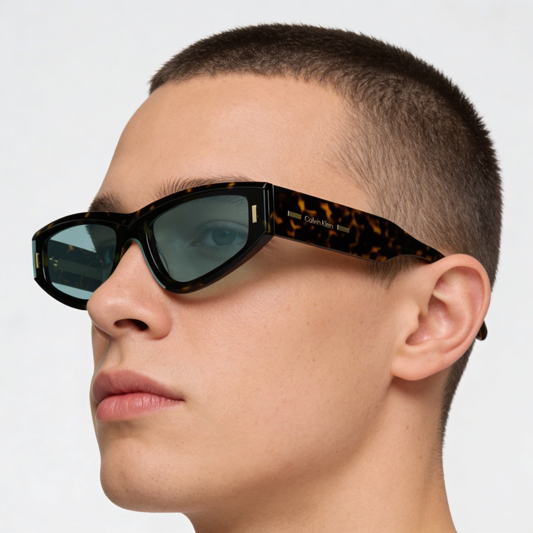 Calvin Klein Ck24534s Unisex Cat-Eye Dark Havana Plastic Sunglasses, Light Azure Lenses, UV Protection 54mm, Photo 5