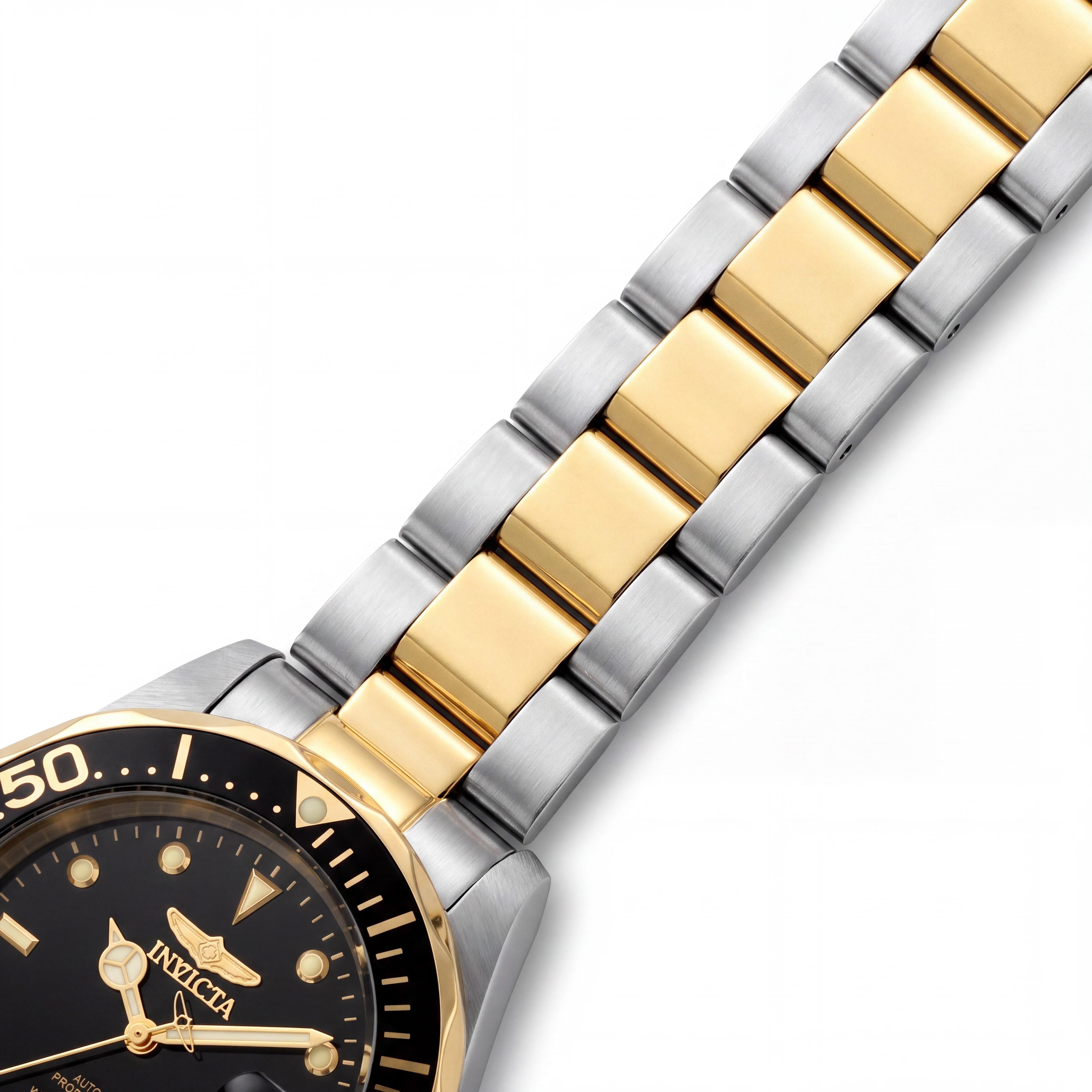 Invicta Diving Men's Automatic Two-Tone Stainless Steel Black Dial Diver Watch 40mm, 200M Water Resistant, Photo 3