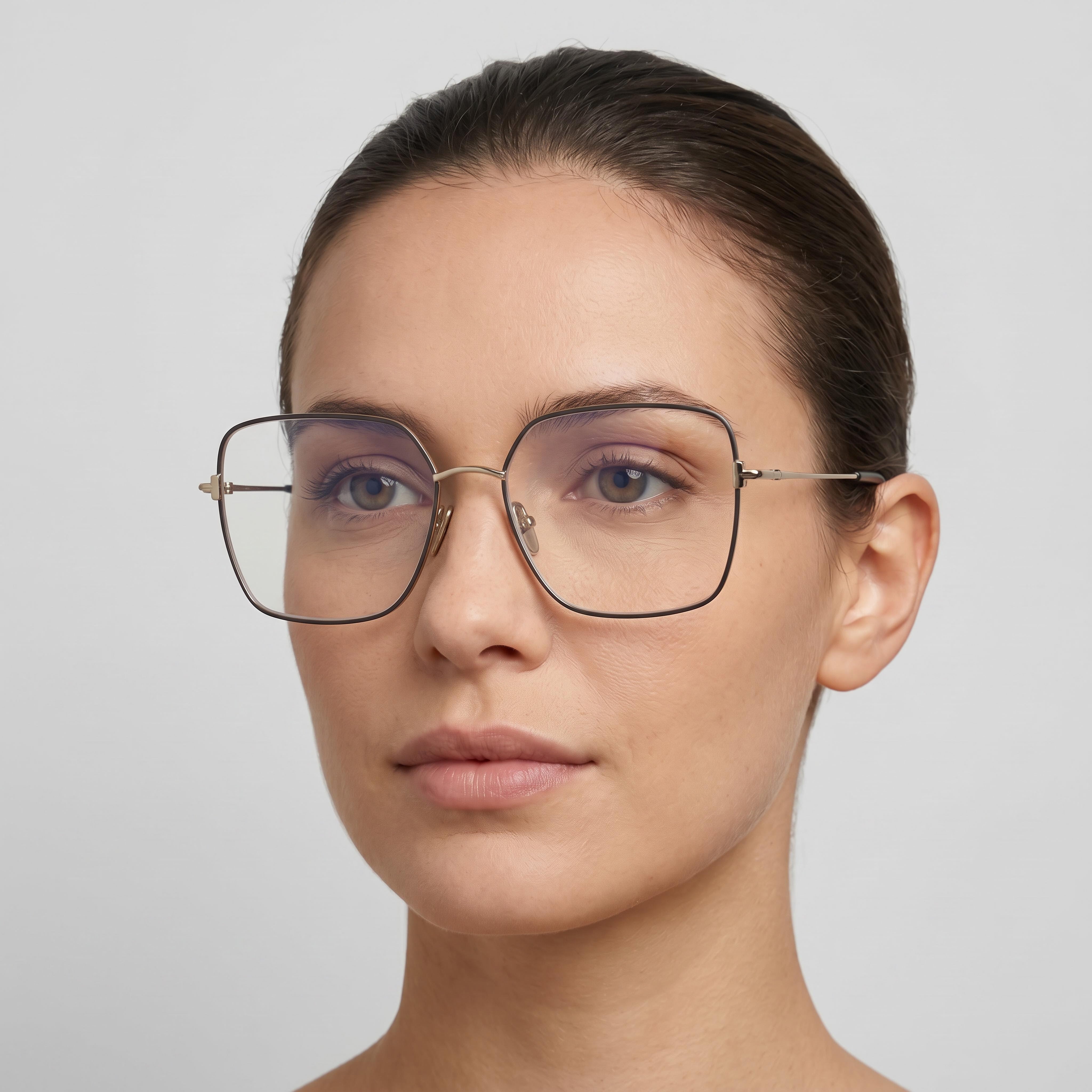 Tom Ford MODERNO Women's Metal Iron Black Frame with Transparent Plastic Lenses, Lens Width 57mm, Bridge Width 16mm, Temple Length 140mm, Photo 5