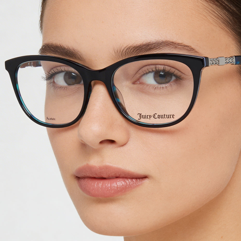 Juicy Couture Women's Optical Eyewear, Blue Havana Acetate Frame, Lens 52mm Bridge 18mm Temple 135mm