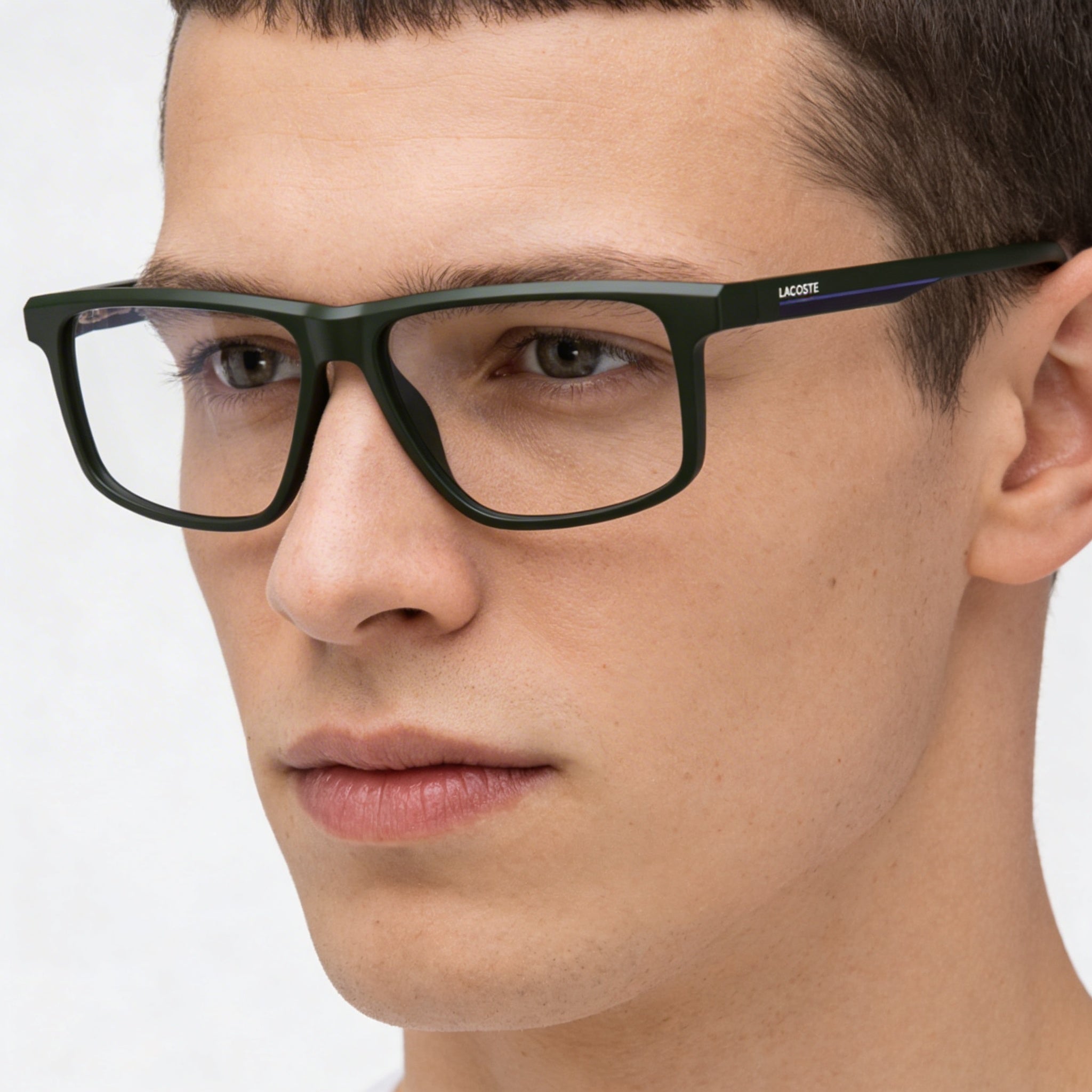 Lacoste L2959 Men's Matte Green Eyewear, Featuring Clear Polycarbonate Lenses, 55mm Lens Width, Photo 5