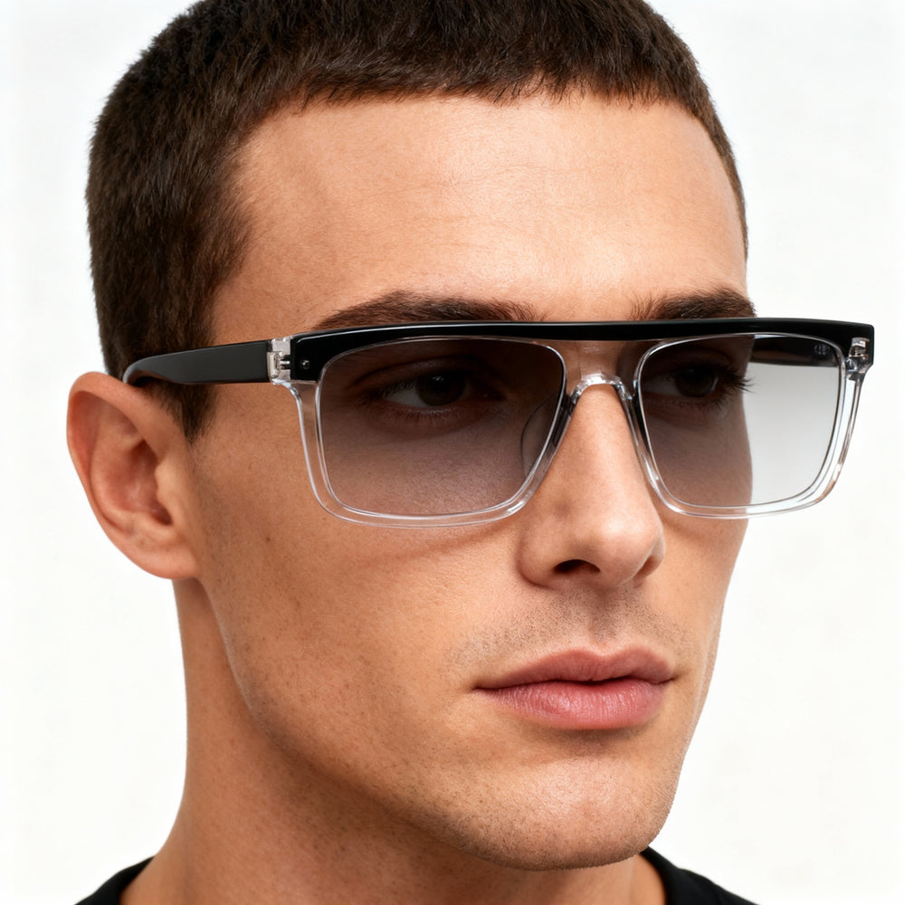 Nike 7167lb Men's Metal Polarized Clear Eyeglasses, Black Crystal Clear, 52-19-145