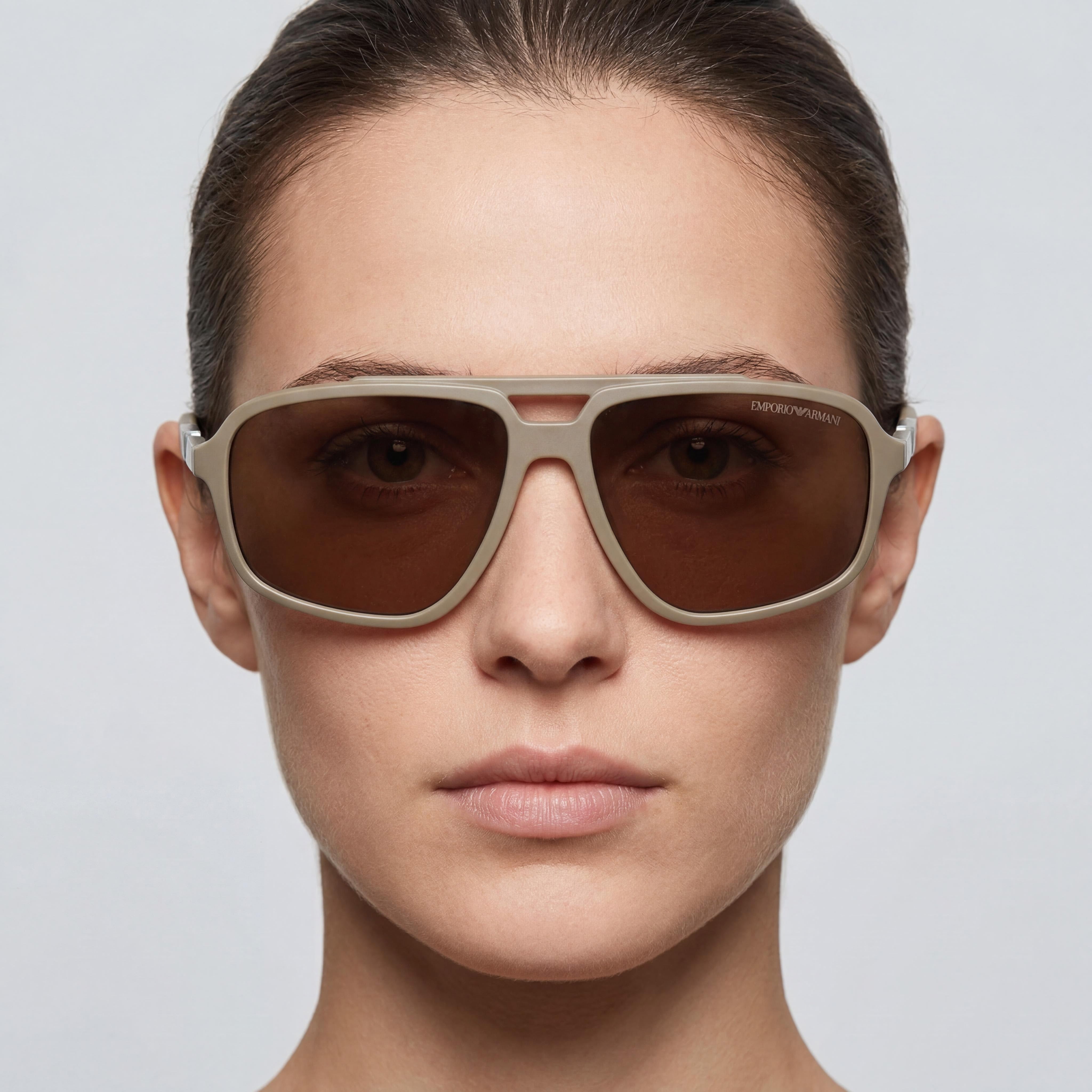 Emporio Armani Ea4236u Universal Fit Women's Matte Beige Dark Brown Plastic 100% UV Protection Sunglasses 59mm, Photo 4