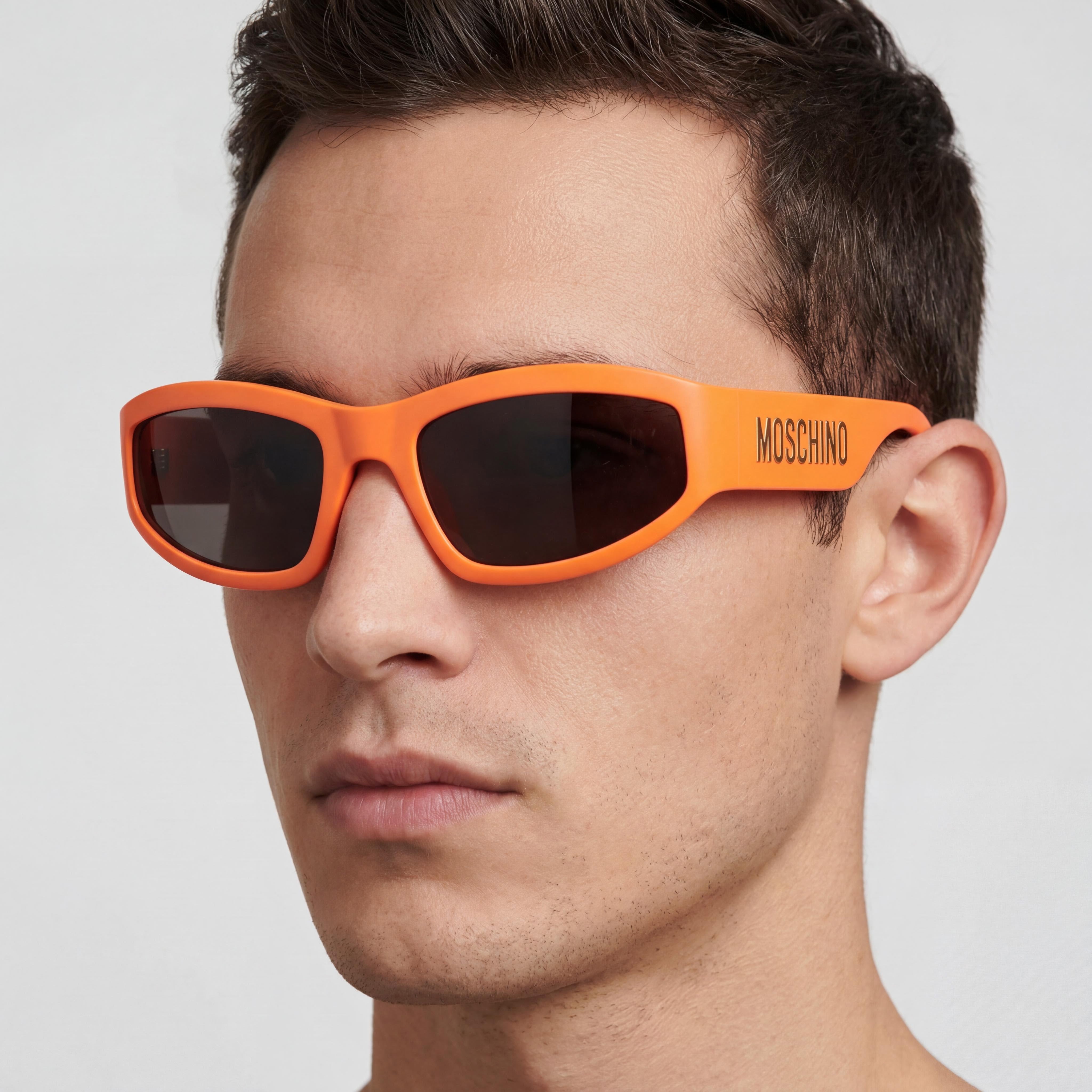 Gafas de sol Moschino Classic para hombre, naranjas y marrones, de poliamida con 100% protección UV, lentes de 60 mm, Photo 5