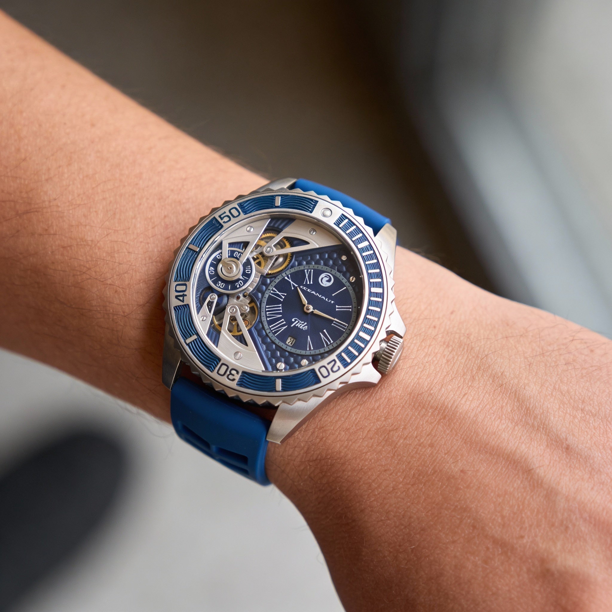 Reloj Oceanaut para hombre con movimiento de cuarzo, esfera azul, fecha, resistente al agua y mineral resistente a arañazos., Photo 2