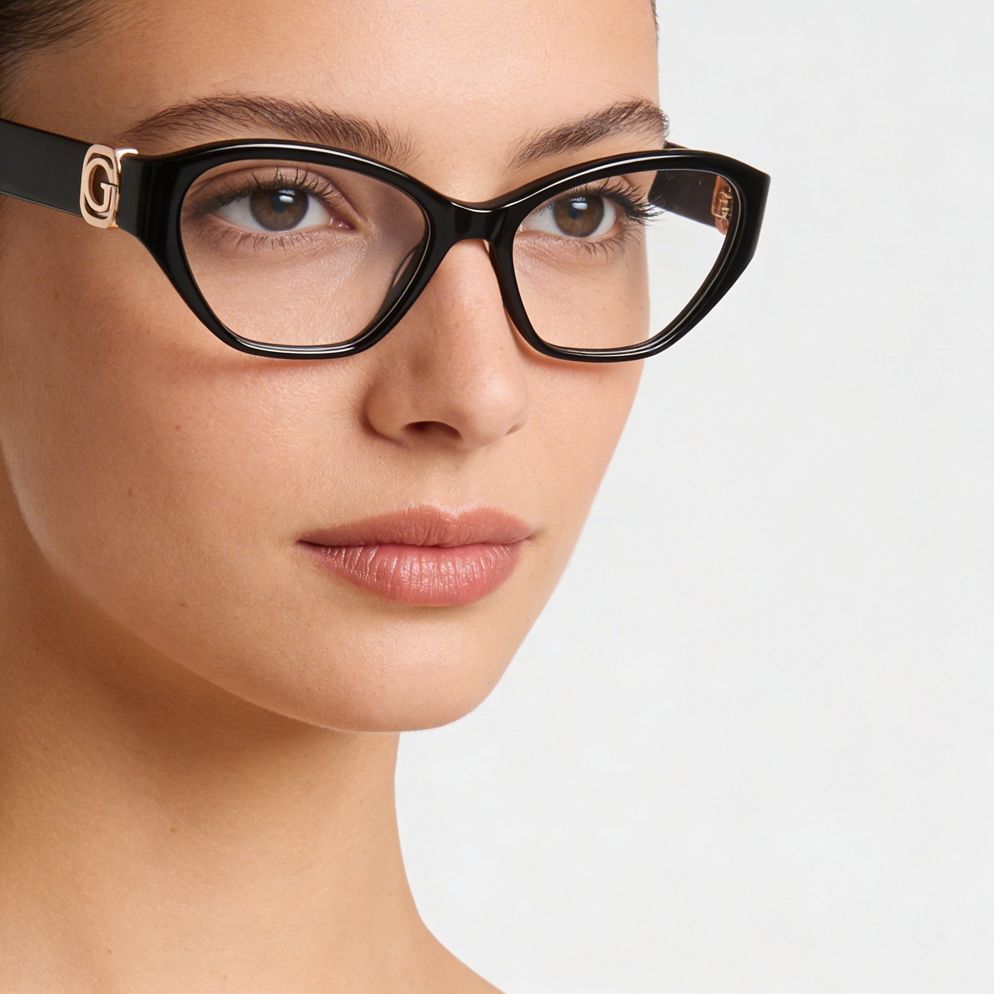 GUESS Women's Gu50119 Shiny Black Plastic Frame Clear Polycarbonate Lens Eyewear 51mm, Photo 5