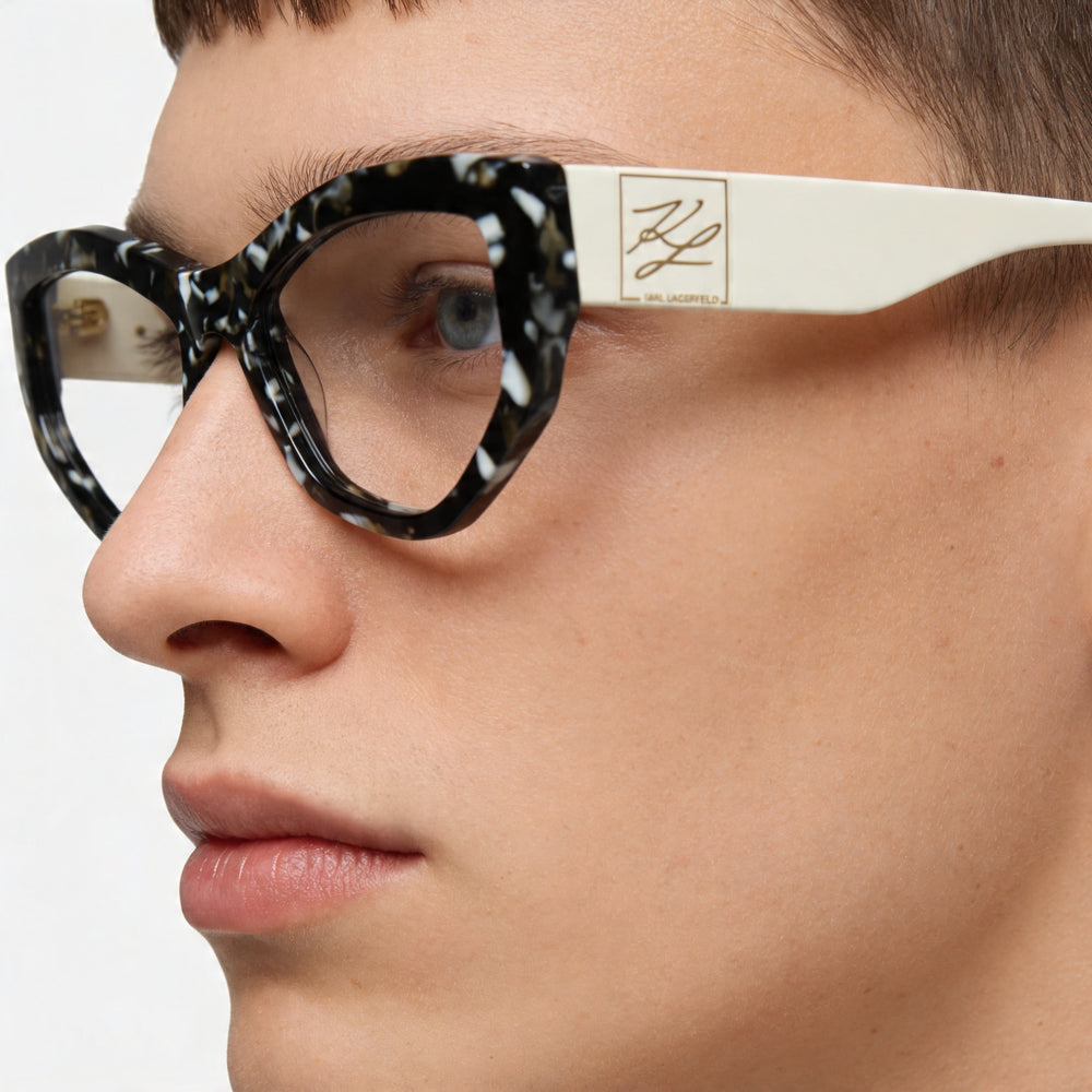 KARL LAGERFELD Kl6211 Unisex Acetate Optical Frames Marble Black Lens 55mm Bridge 17mm Temple 140mm