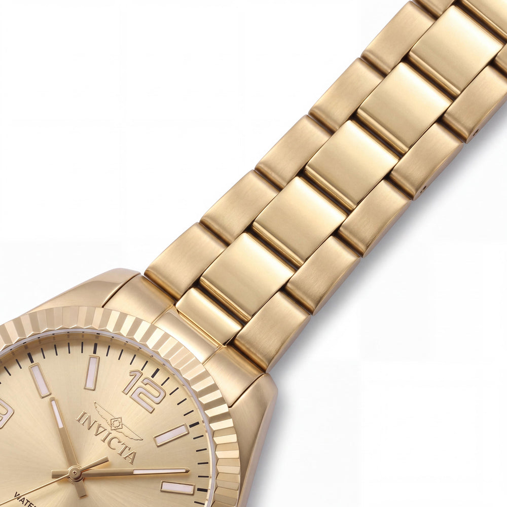 Reloj de cuarzo Invicta Specialty 47460 para mujer, de 43 mm, con esfera dorada, brazalete de acero inoxidable, resistente al agua hasta 5 ATM