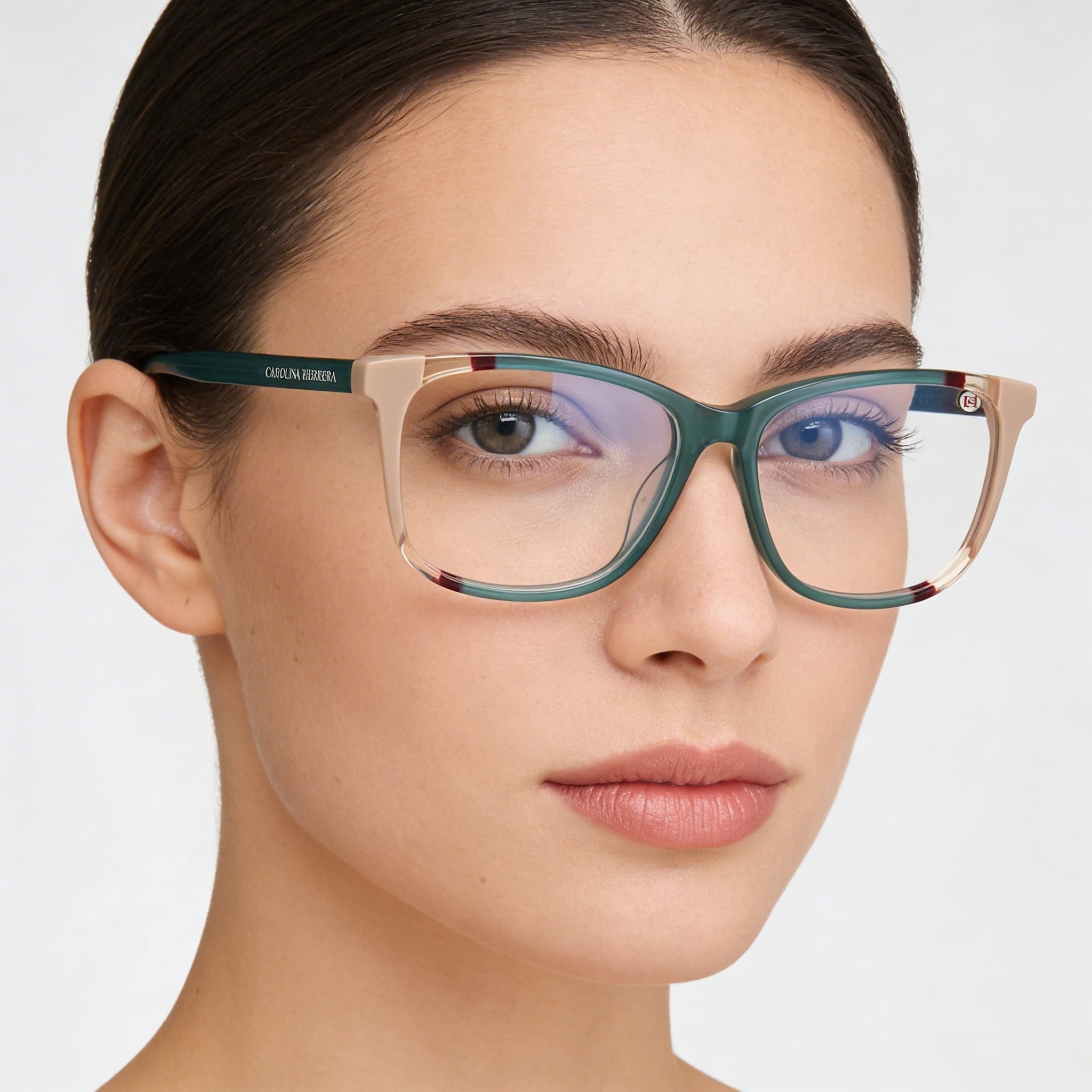 Carolina Herrera Ch 0066 Women's Teal Brown Plastic Square Eyeglasses 53mm, Photo 3