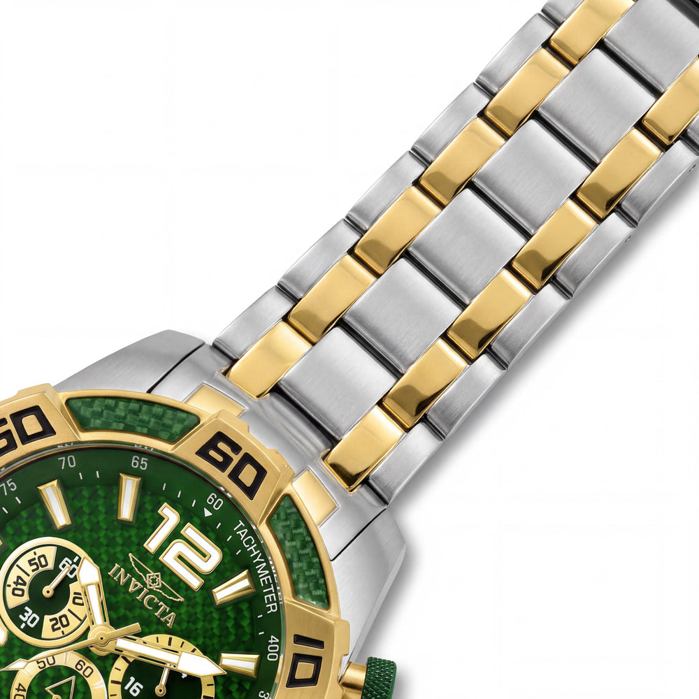 Invicta Men's 25852 Pro Diver Chronograph Gold Tone Stainless Steel Green Dial Luminous Quartz Watch 50mm Case