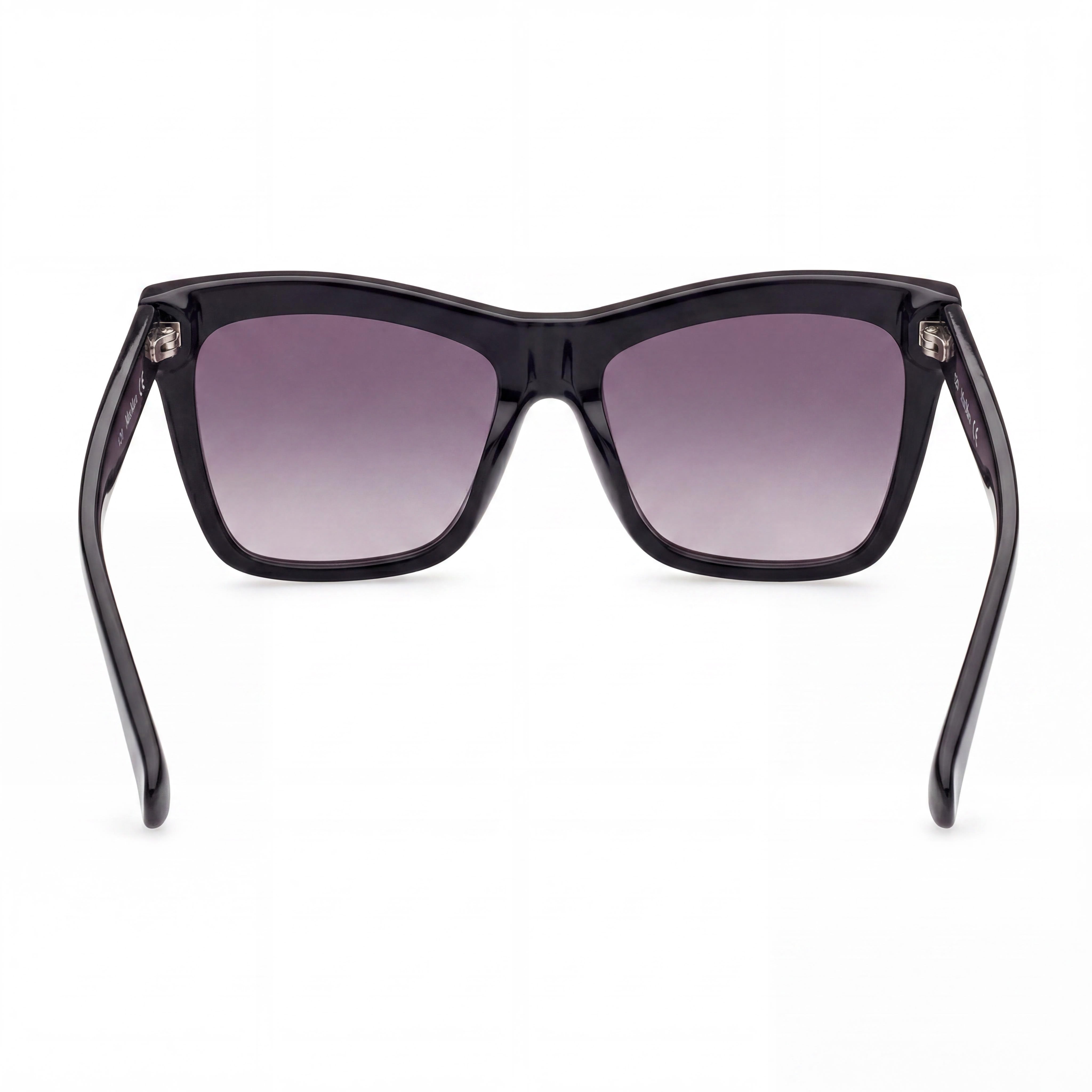 MaxMara Mm0008 Logo2 Unisex Plastic Sunglasses, UV Protected, Shiny Black/Pale Gold, Gradient Smoke Lens, 55mm, Photo 3