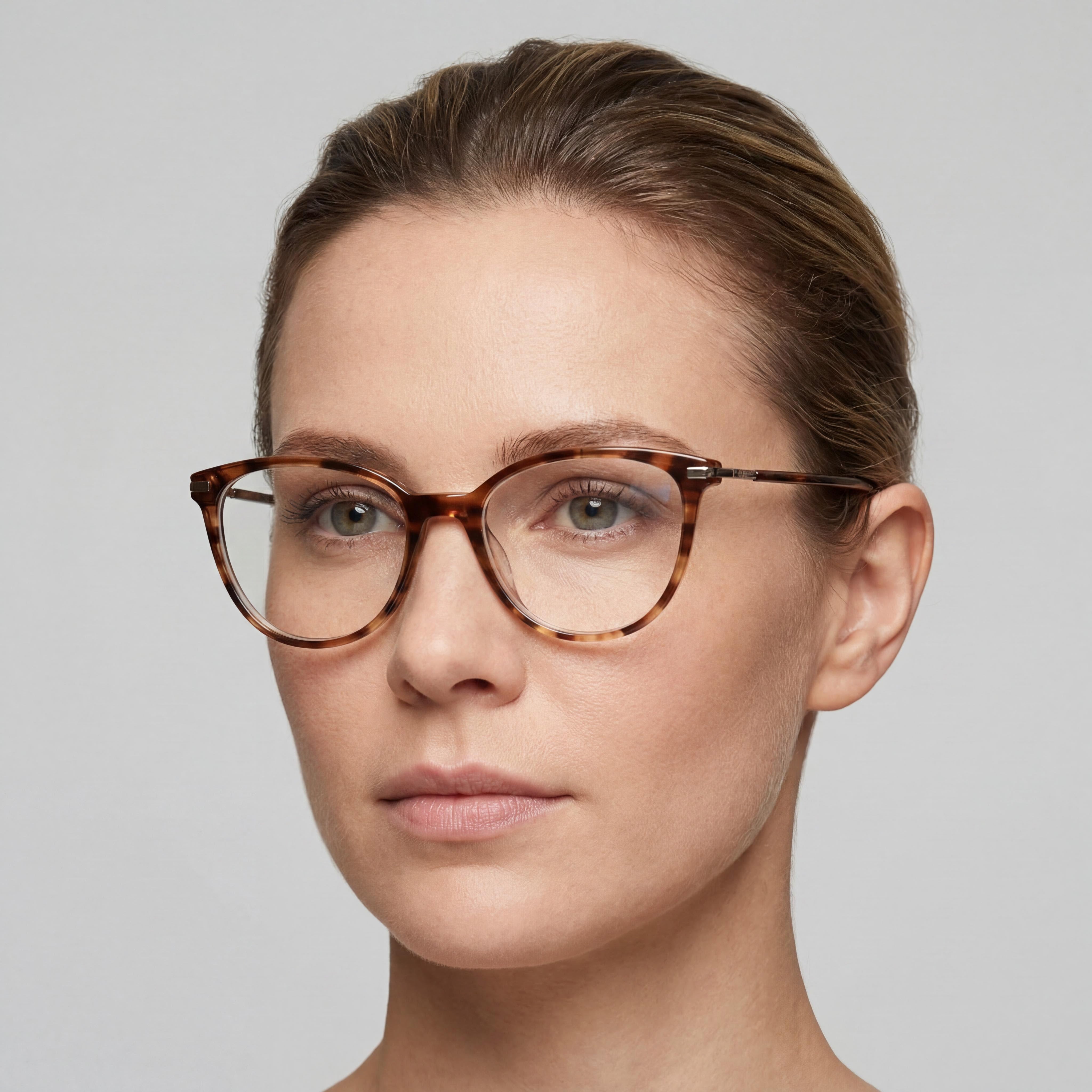 Fossil Modern Women's Eyeglasses featuring Full Rim Acetate Frame in Horn Beige, Size 51-17-140, Photo 5