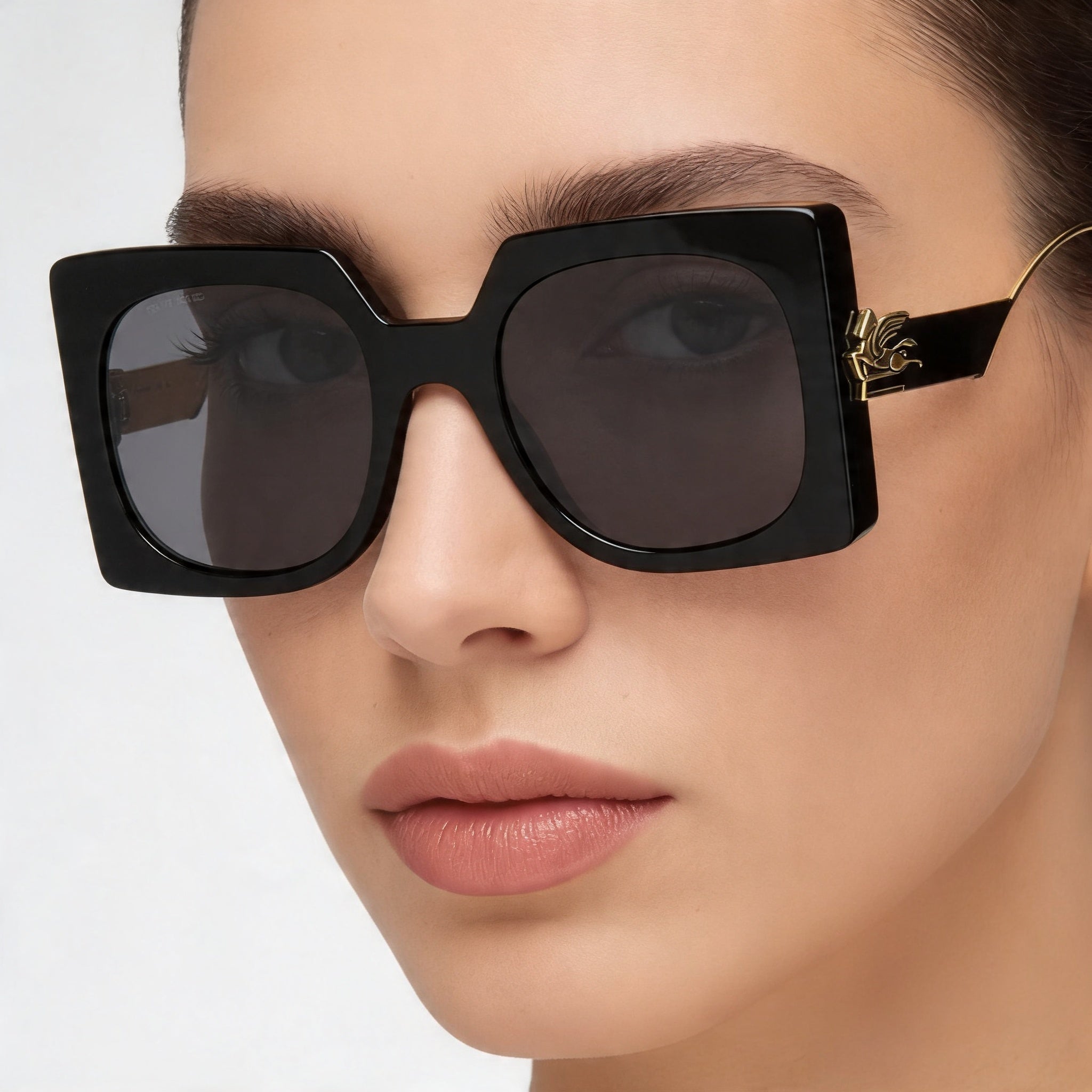 Gafas de sol clásicas Etro para mujer, montura de acetato en gris y negro, lentes negras no polarizadas de 54 mm, Photo 5