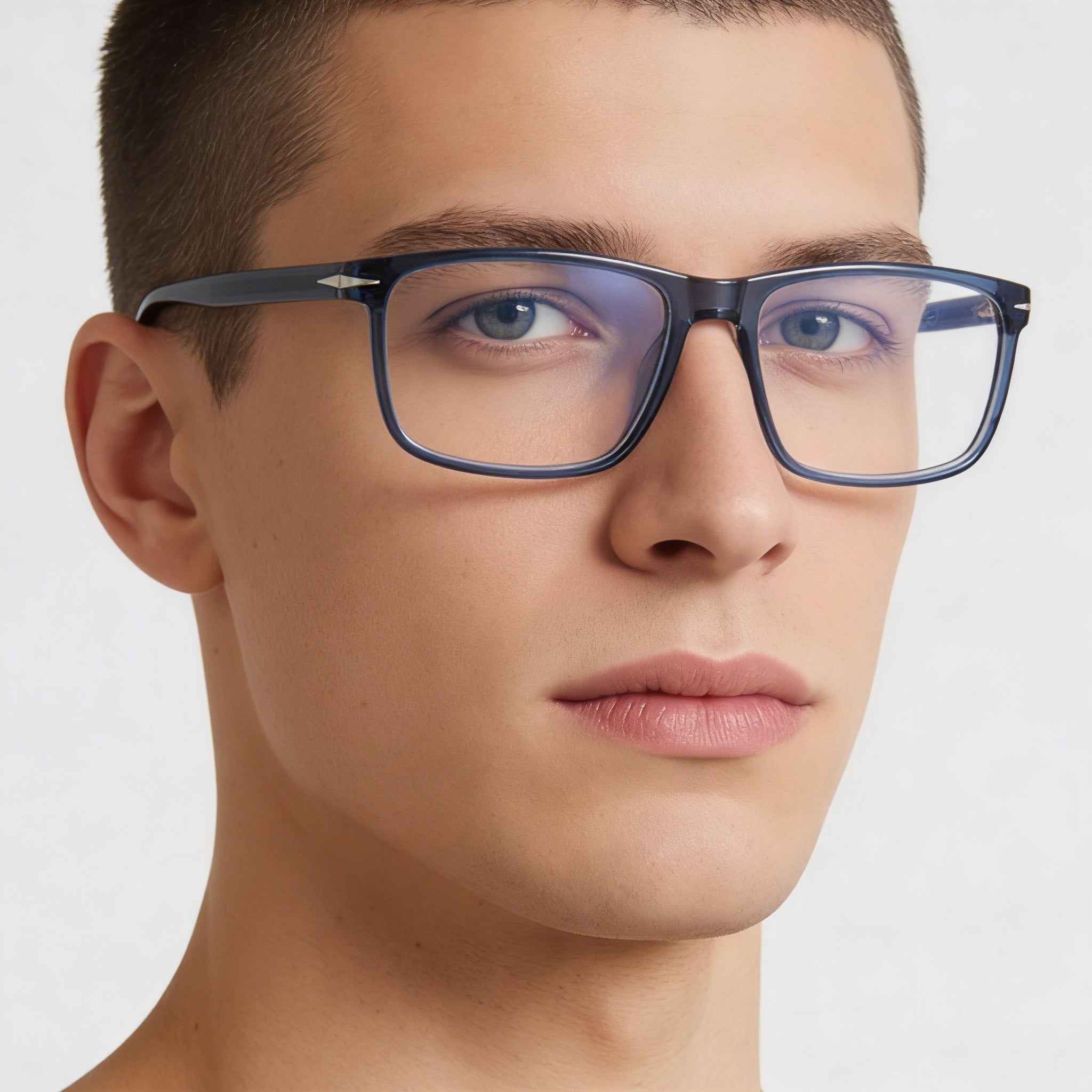 Gafas de Estilo Informal para Hombre Beckham con Montura de Acetato y Lentes de Plástico Transparente, Ancho de Lente 58mm, Photo 3