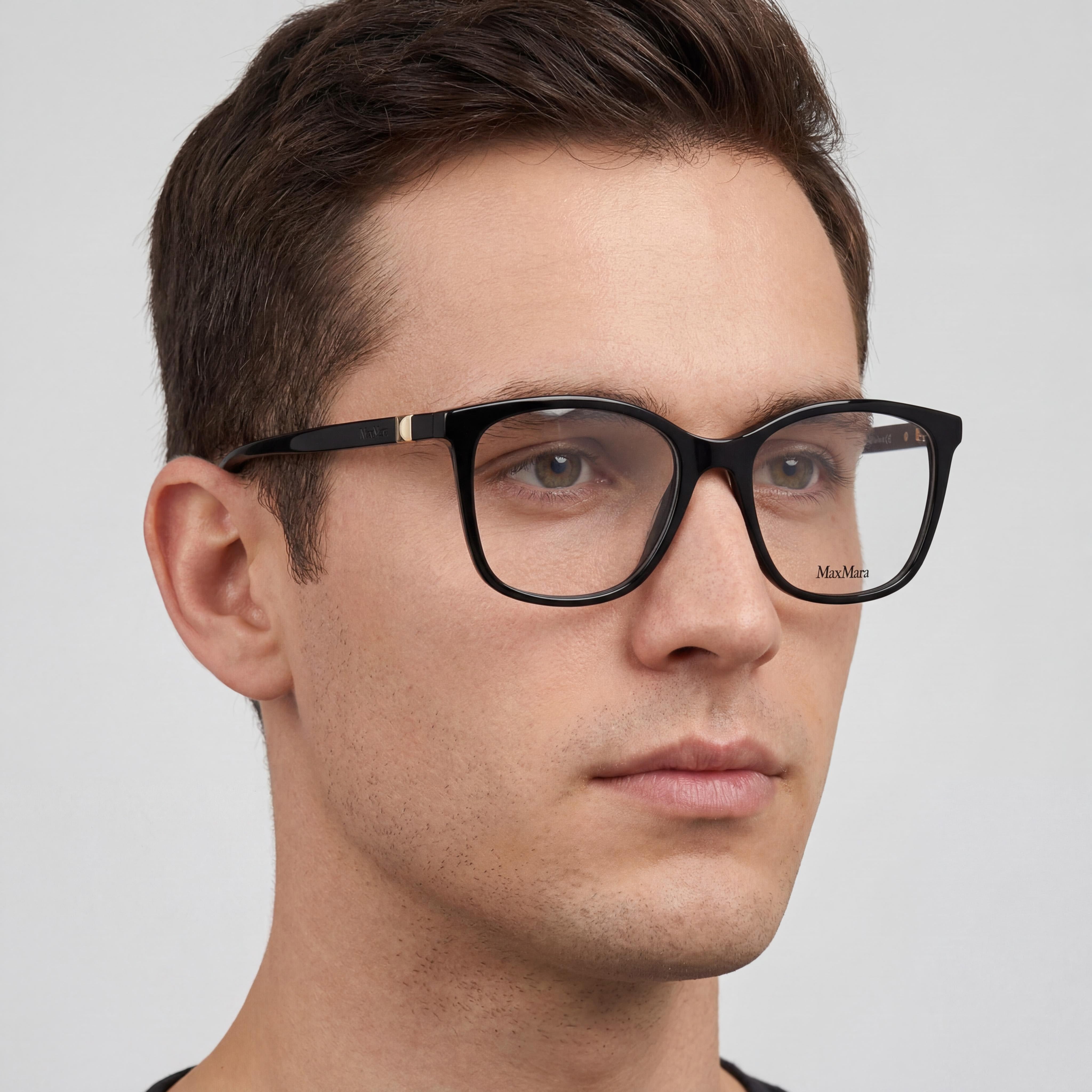 Gafas de sol de hombre MaxMara Mm5023 con montura de acetato negro, lentes de policarbonato, 55 mm de ancho de lente, Photo 3