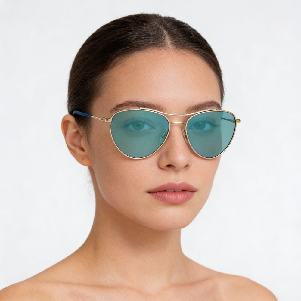 Gafas de sol Rag & Bone Modern Women's Pilot Gold Teal de aleación de acero no polarizadas con protección UV de 58 mm
