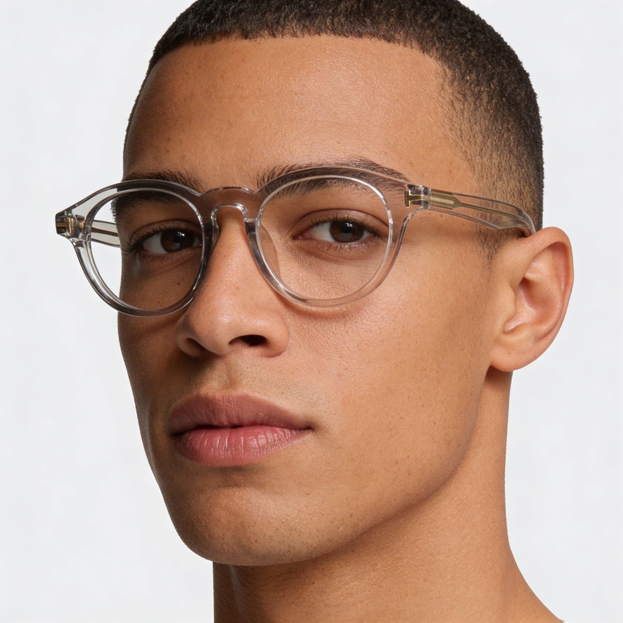 Tom Ford FT5931-D-B Men's Full Rim Round Plastic Frame Eyeglasses Crystal Blue Block 49-21-145, Photo 4