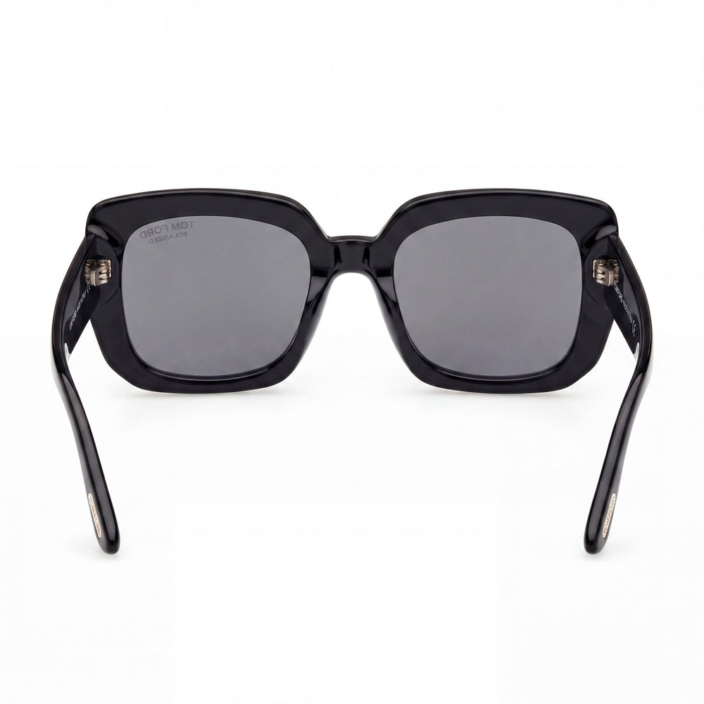 Gafas de sol Tom Ford Ft1220 para mujer, montura de plástico negro brillante con lentes ahumados, ancho de lente 52 mm, puente 21 mm, patilla 140 mm