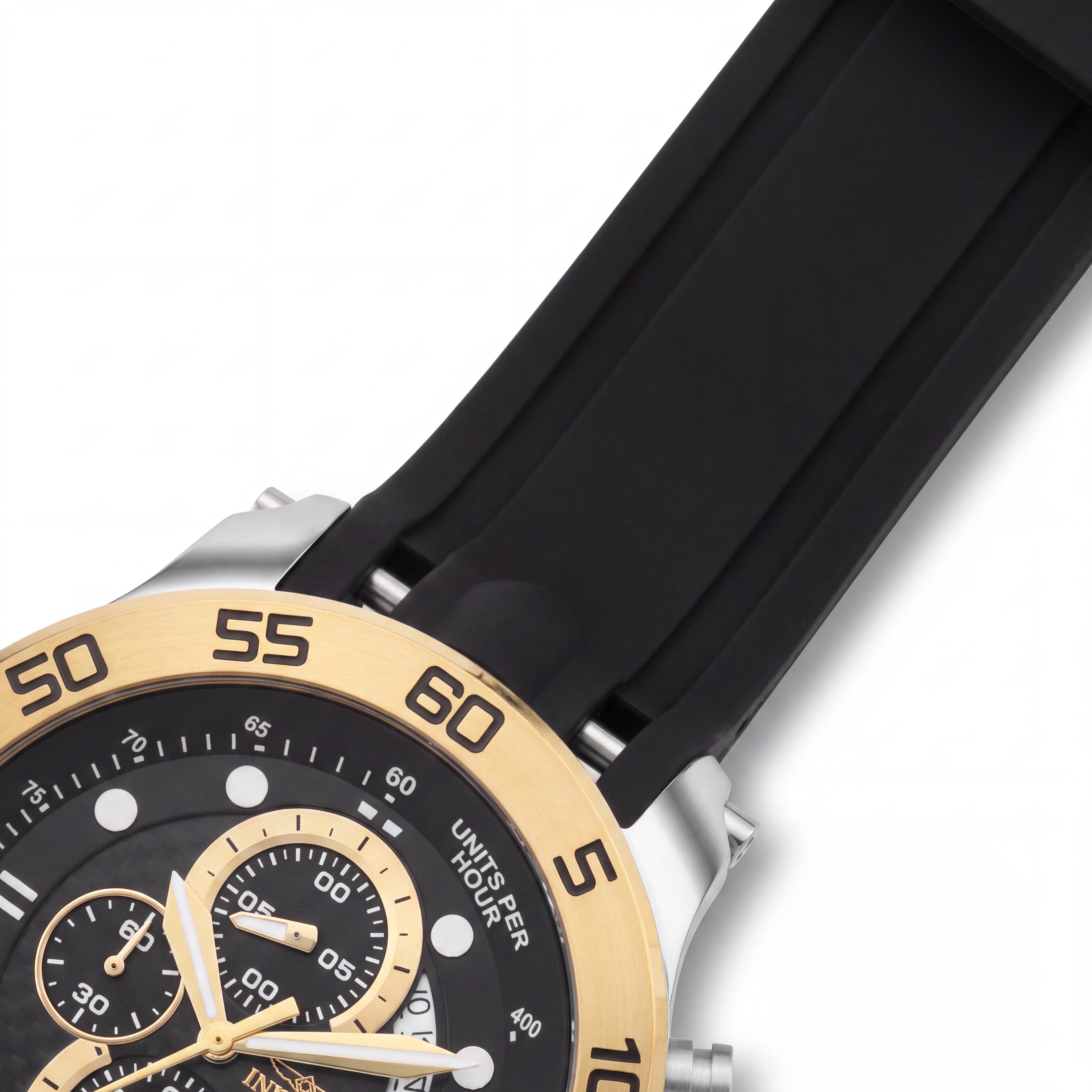 Reloj Invicta para hombre, cronógrafo de cuarzo japonés, de acero inoxidable dorado, poliuretano negro, resistente al agua hasta 100 m, 51 mm, Photo 3