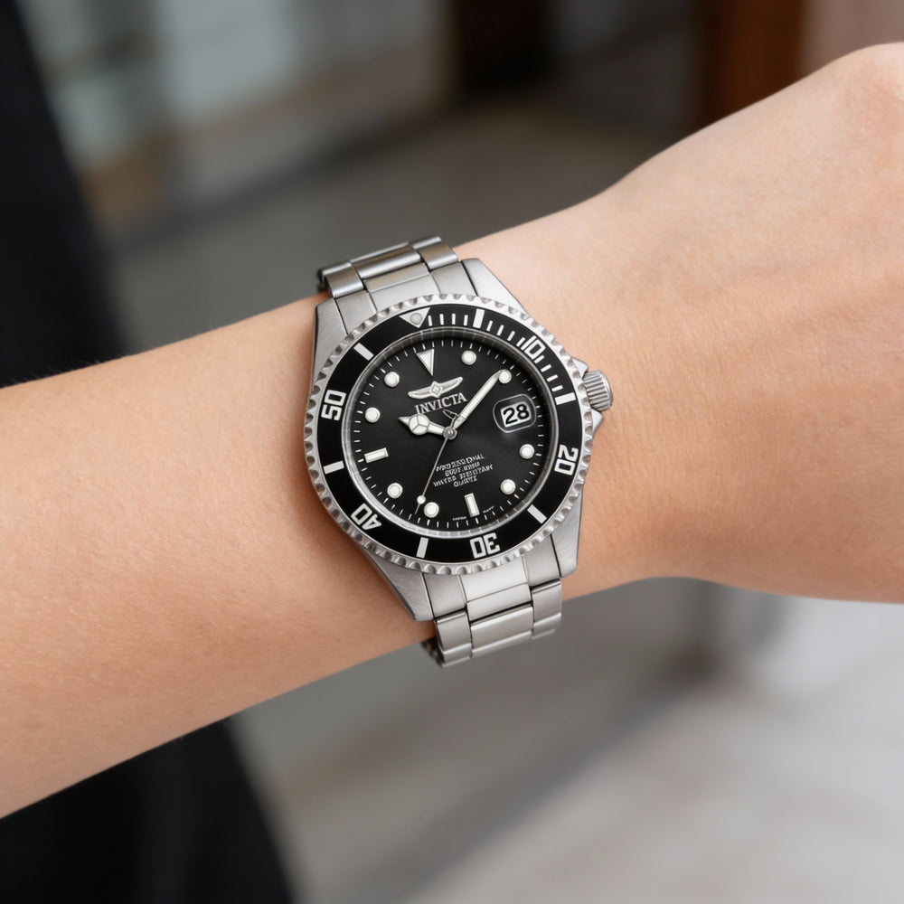 Invicta Women's Pro Diver 8932OB Stainless Steel Case & Bracelet Black Dial Luminous Quartz Watch 37mm