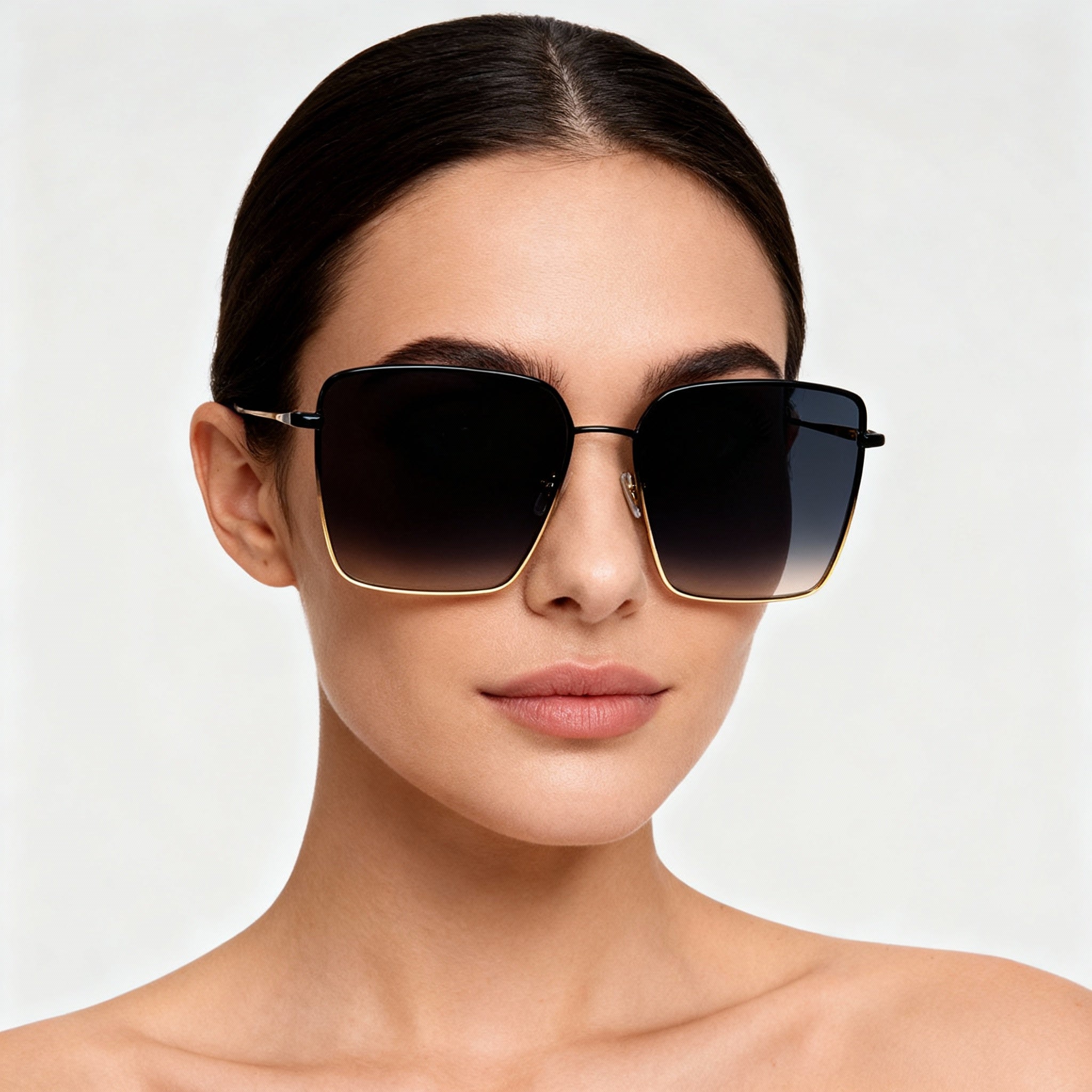 Hugo Boss Casual Women's Stainless Steel Non-Polarized Sunglasses, Black Gradient Gold Frame, Black Gold Lens, 59mm, Photo 5