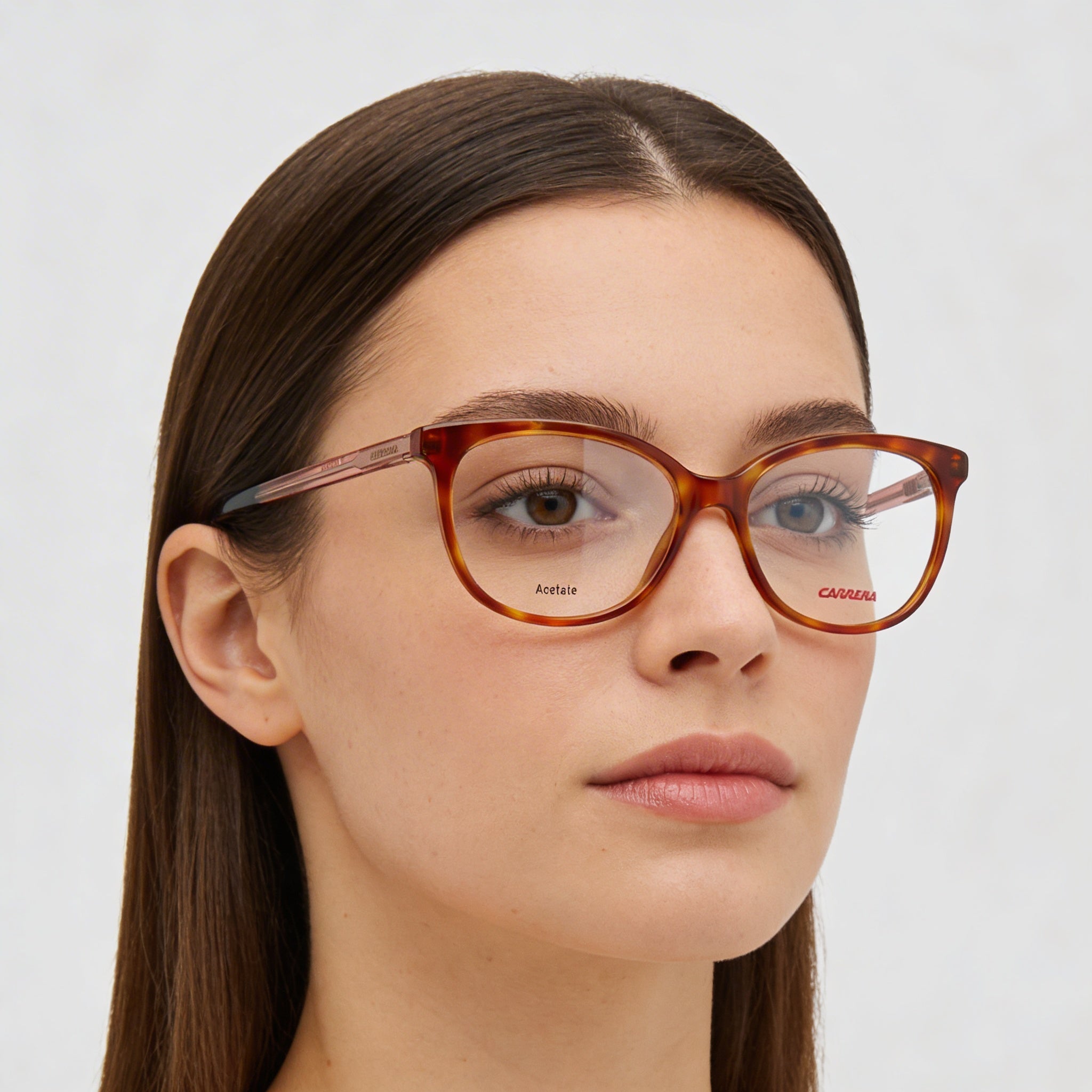 Gafas de acetato ovaladas para mujer Carrera Ca6648 Qkx 51, montura color melocotón habana con lentes transparentes de 51 mm, Photo 4