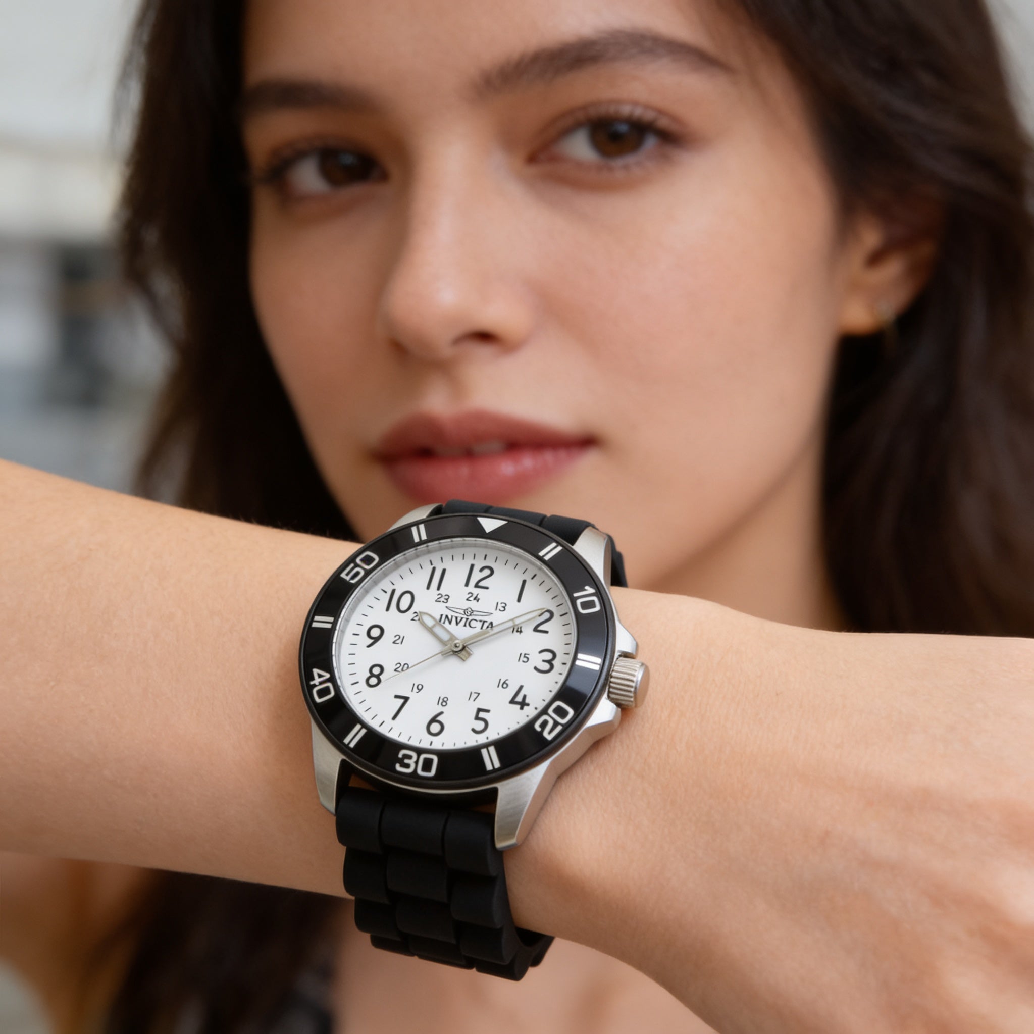 Reloj Invicta Pro Diver IN-43630-AMZUK para mujer, de cuarzo, 36 mm, acero, esfera blanca, correa de silicona negra, resistente al agua hasta 100 m., Photo 3