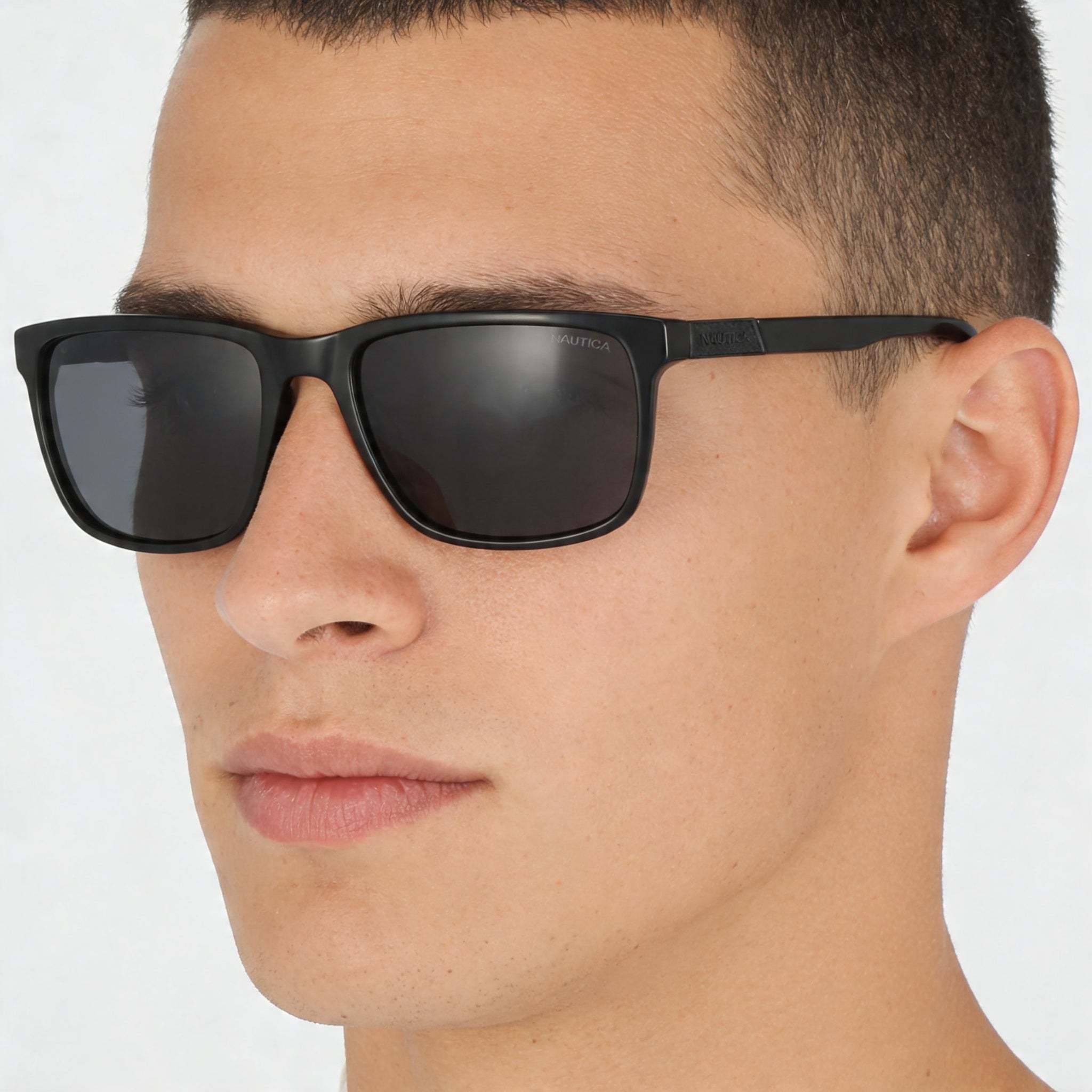 Nautica Casual Men's Sunglasses, Black White Plastic Frame, Acetate Lens, UV Protection, 56mm, Photo 5