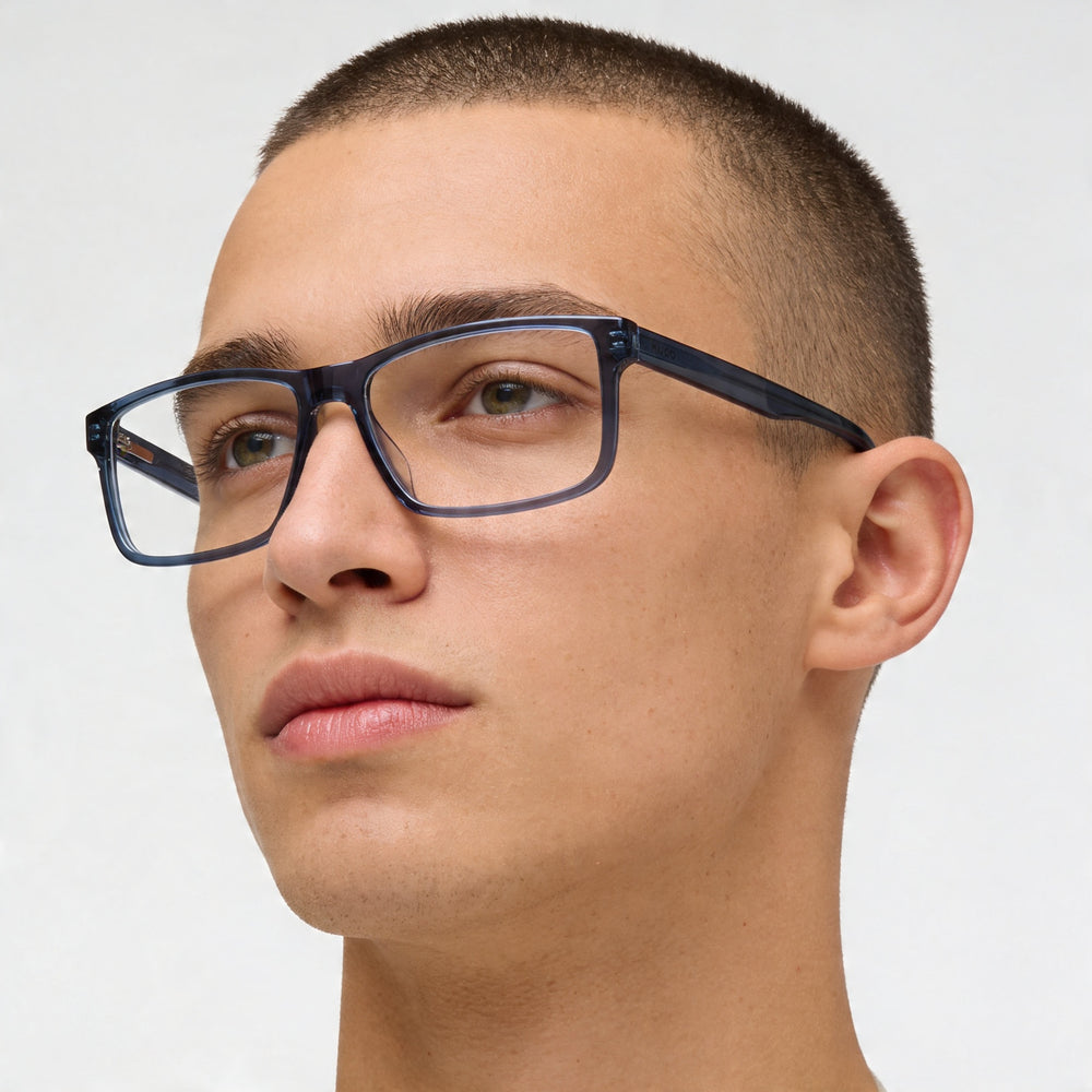 HUGO Casual Hg 1262 Men's ECO ACETATE Frame Blue Polycarbonate Lens Sunglasses, Size 55-16-145