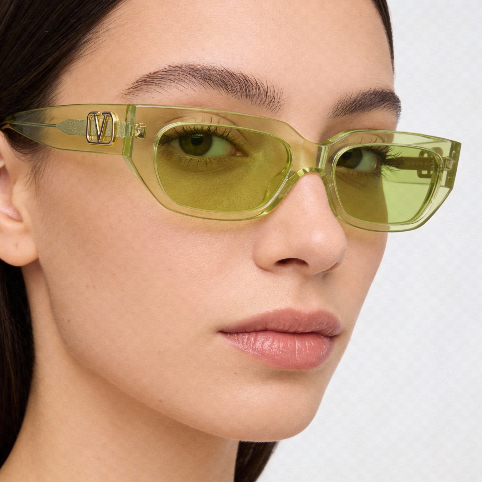 Gafas de sol Valentino Fashion para mujer, montura verde fluorescente, lentes verdes, protección UV, no polarizadas, compuestas, 53/17/140, Photo 5