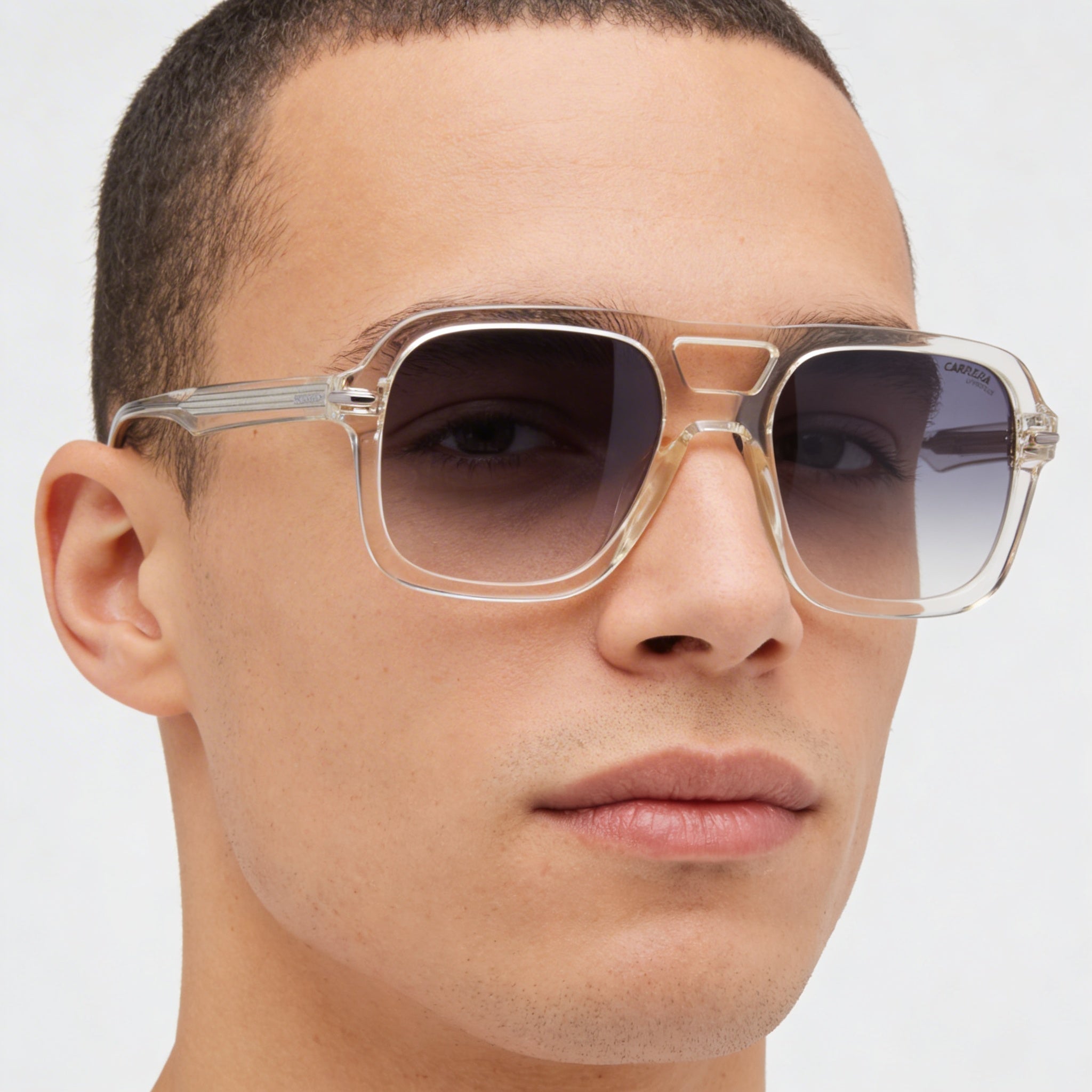 Gafas de sol Carrera de acetato amarillo cuadrado con protección UV y lentes verdes degradadas para hombre 317/S 55 mm, Photo 4