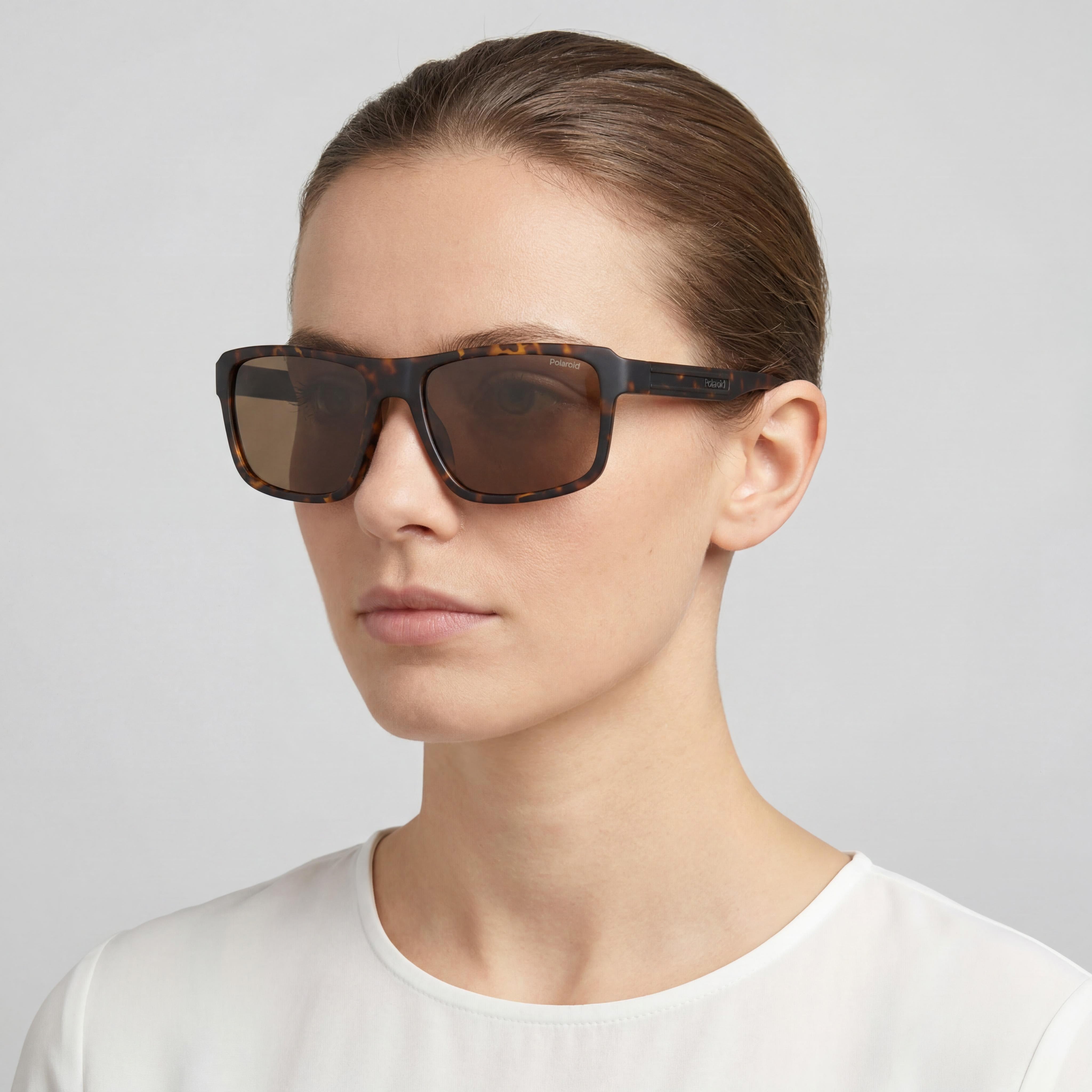 Gafas de sol polarizadas de policarbonato con protección UV para mujer Polaroid Casual Marrón Habana Mate 58 mm, Photo 4