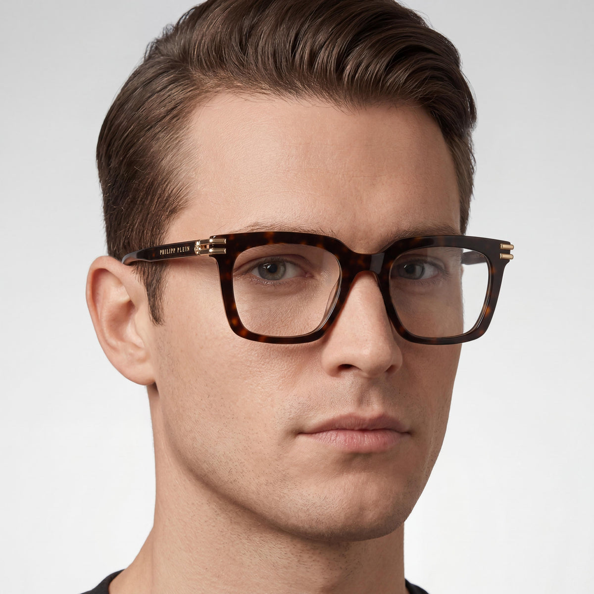 Philipp Plein Vpp115m Men's Lightweight Contemporary Optical Design Eyeglasses in Black Acetate with 51mm Lens Width, Photo 4