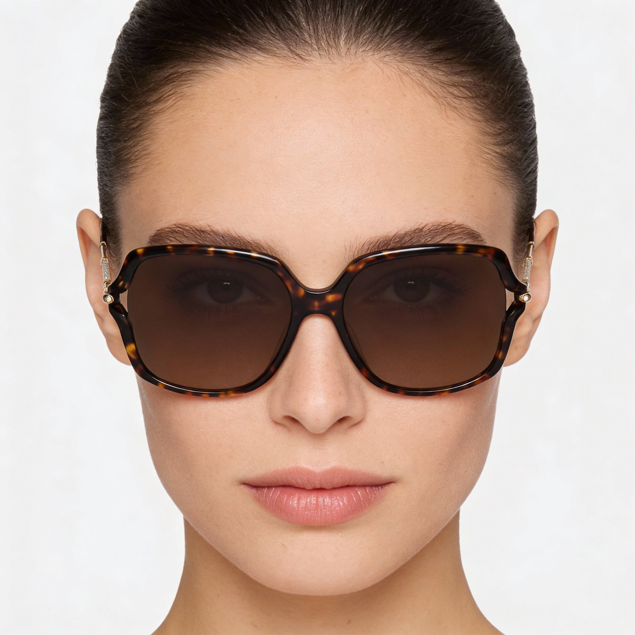 Gafas de sol Carolina Herrera HER0132/G/S Butterfly Havana de policarbonato con degradado marrón, 58 mm, Photo 4