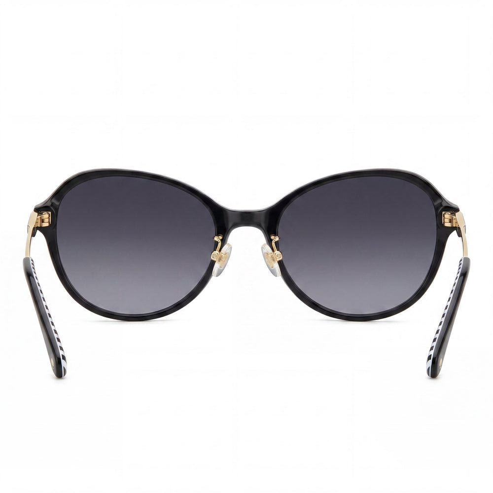 Kate Spade New York Casual Women's Black Acetate Frame Dark Grey Shaded Non-Polarized Sunglasses 56-19-140