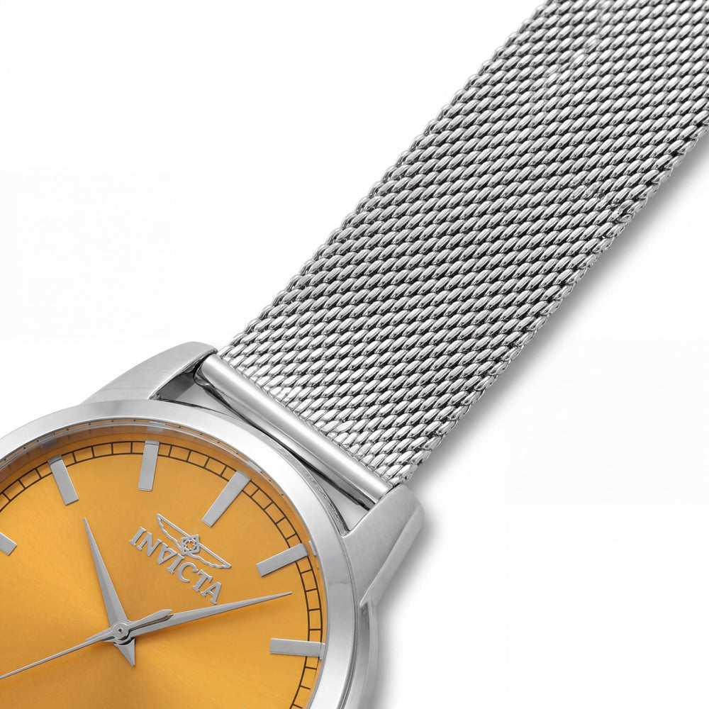 Invicta Celestial 48506 Reloj Unisex de Pulsera de Cuarzo de 43 mm - Caja de Acero Inoxidable Plateada, Esfera Amarilla