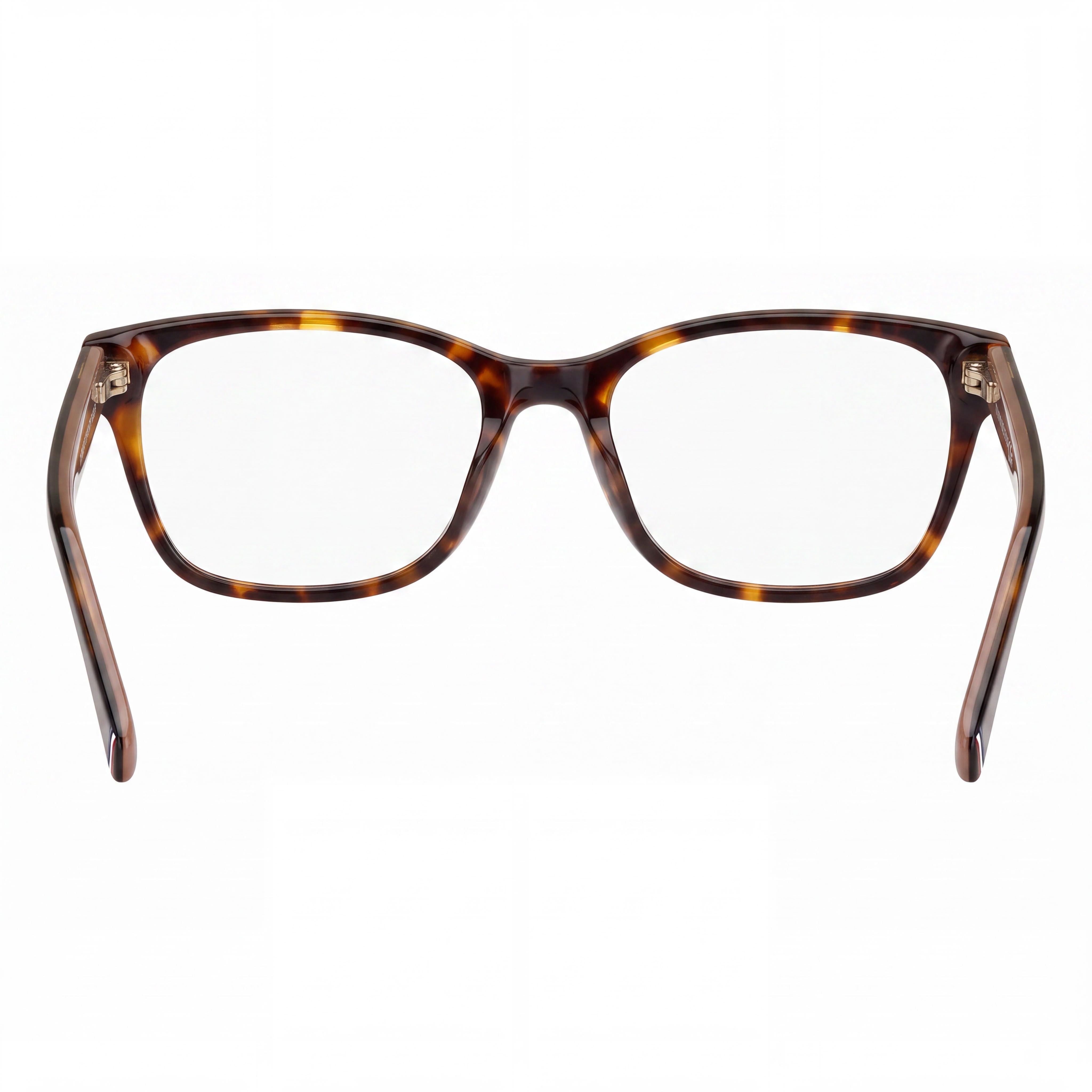 Tommy Hilfiger Women's Havana Plastic Rectangular Square Eyeglass Frames 52-16-140 with Clear Demo Lenses, Photo 3