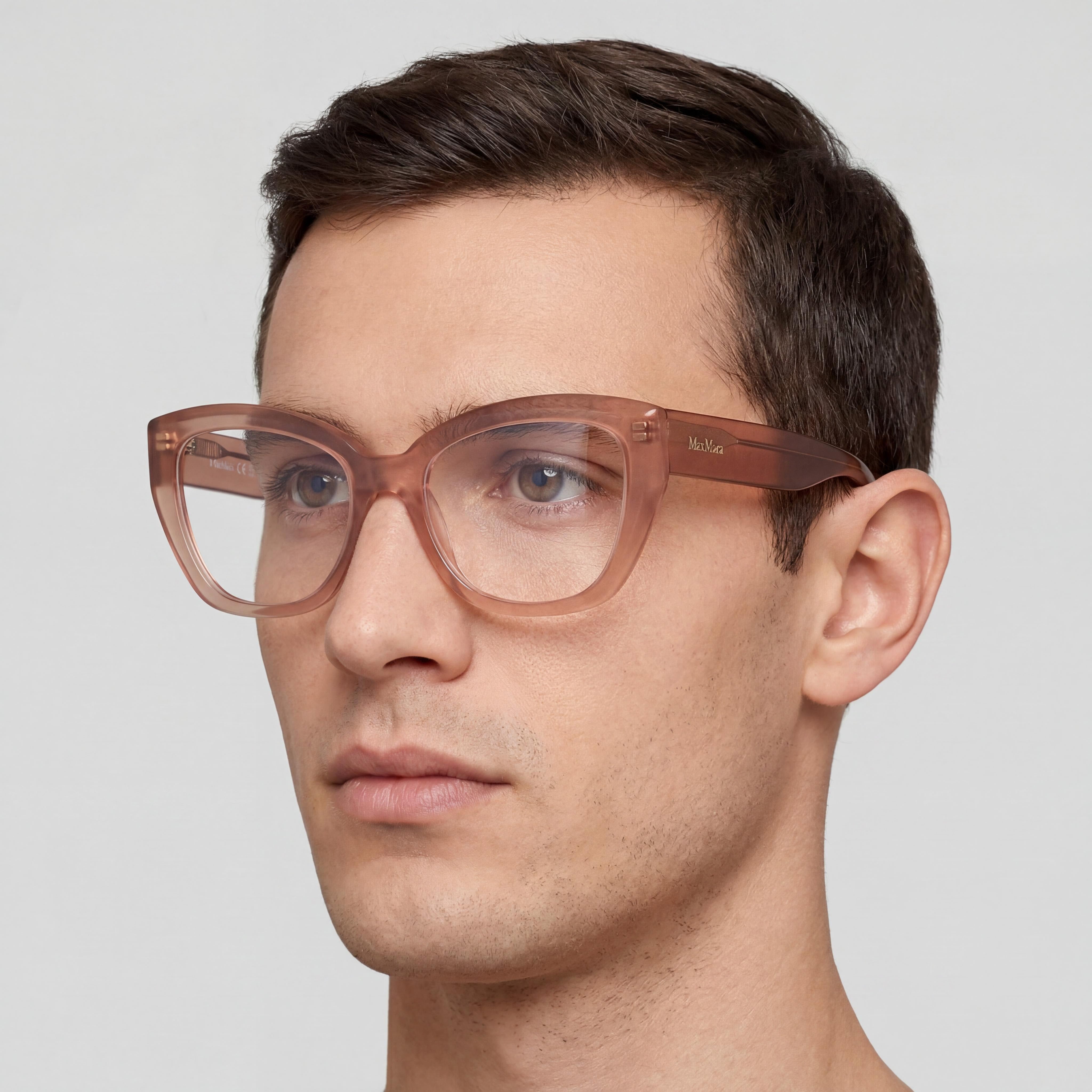 MaxMara Gafas para hombre polarizadas de plástico, color marrón claro brillante 54-18-140, Photo 5