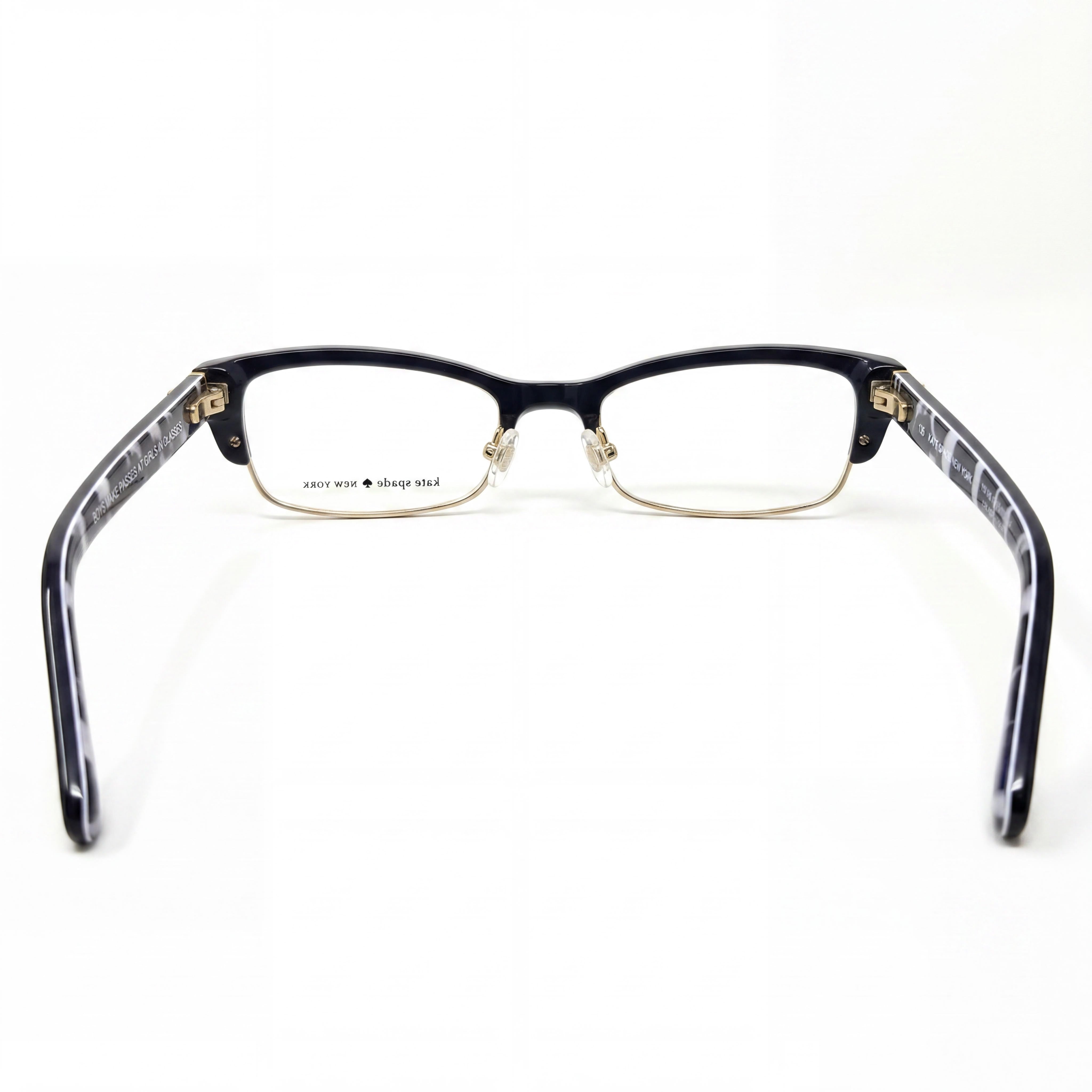 Gafas unisex Joetta de Kate Spade New York con montura de plástico con lunares azul marino y lentes transparentes, talla 52-18-135, Photo 3