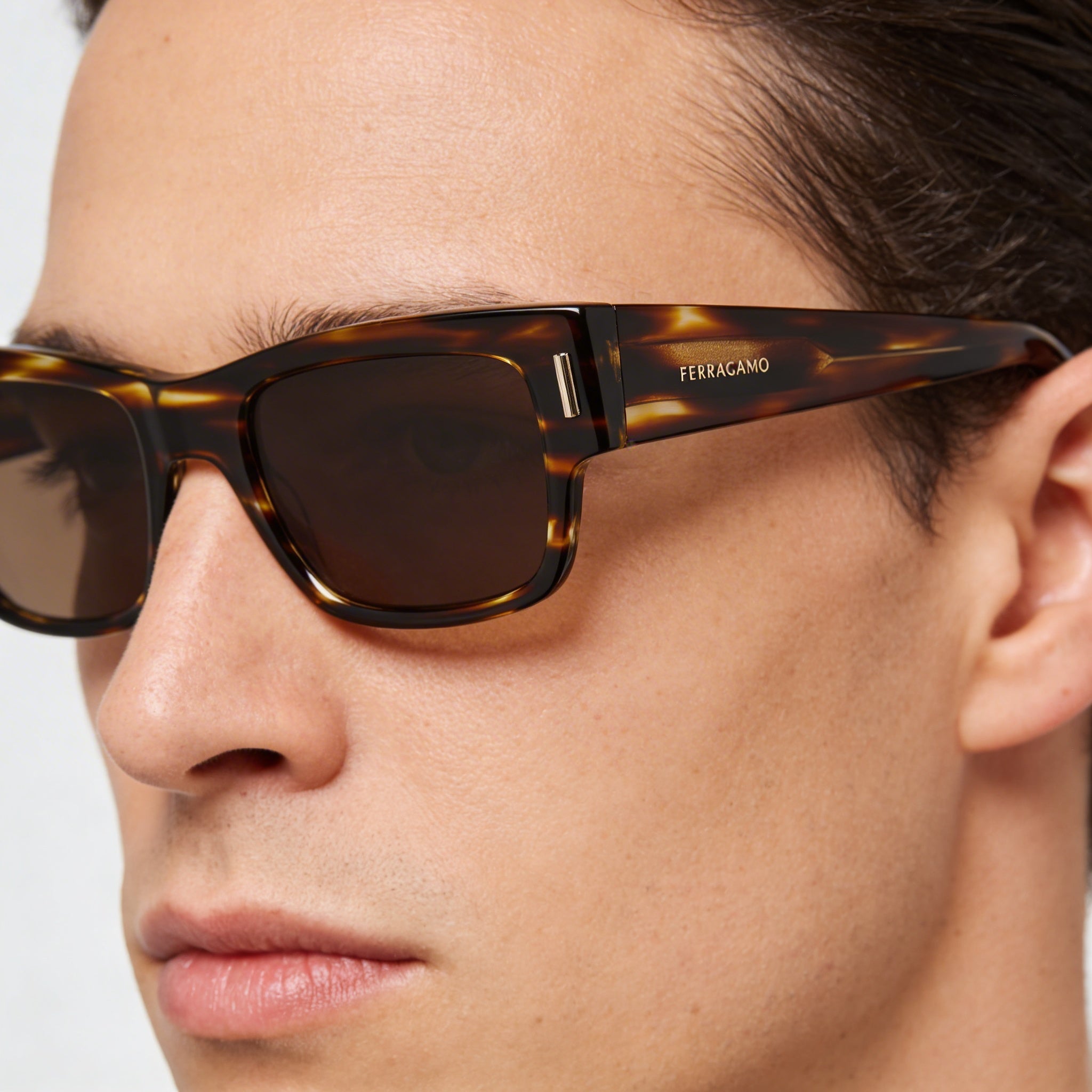 Gafas de sol Ferragamo Sf2011s para hombre, de plástico marrón a rayas, 53mm, 100% protección UV, sin polarizar, Photo 4