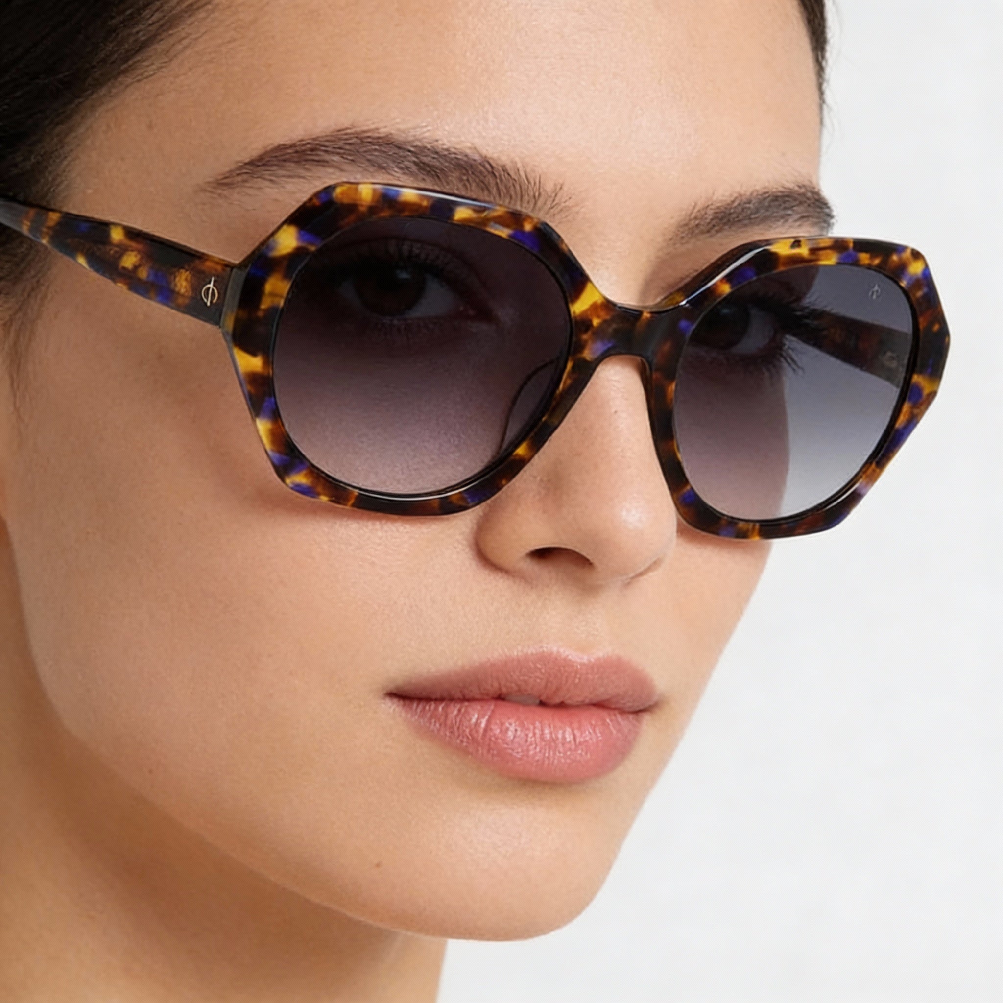 rag & bone Modern Heritage Women's Ecological oil Frame Sunglasses, Brown Blue Havana Grey, UV Protected, 55-21-140mm, Photo 3