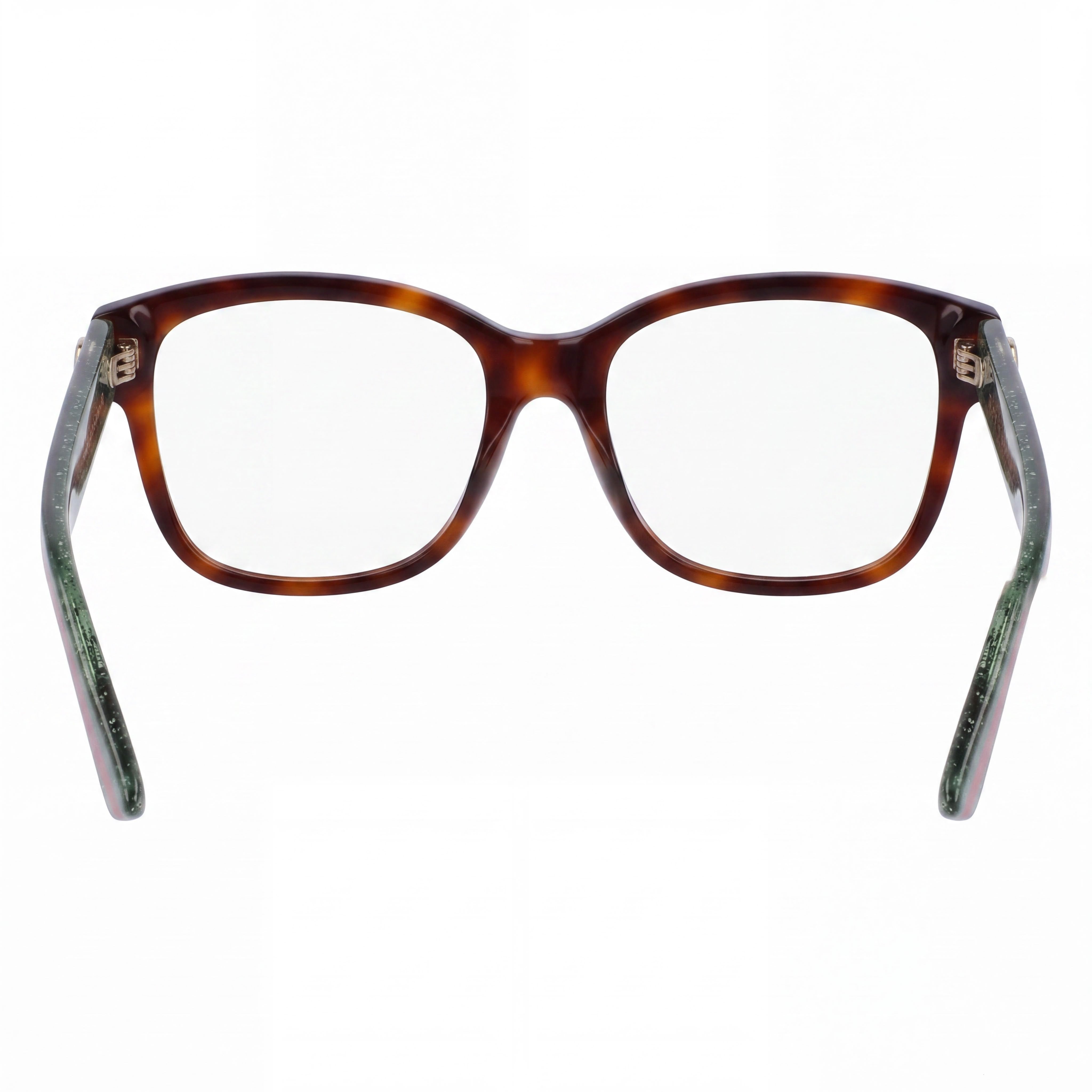 Gucci Gg0038o-002 Montura óptica cuadrada de aro completo de plástico para mujer, color havana verde transparente con lentes transparentes de policarbonato de 54 mm, Photo 3