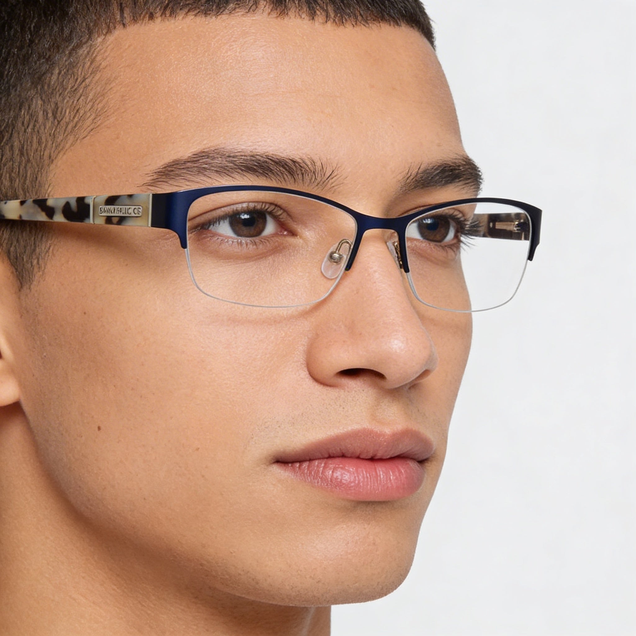 BANANA REPUBLIC Gafas Rectangulares Jordyn Unisex Semial Aire de Metal Azul Marino con Cristales Transparentes - 54mm, Photo 4