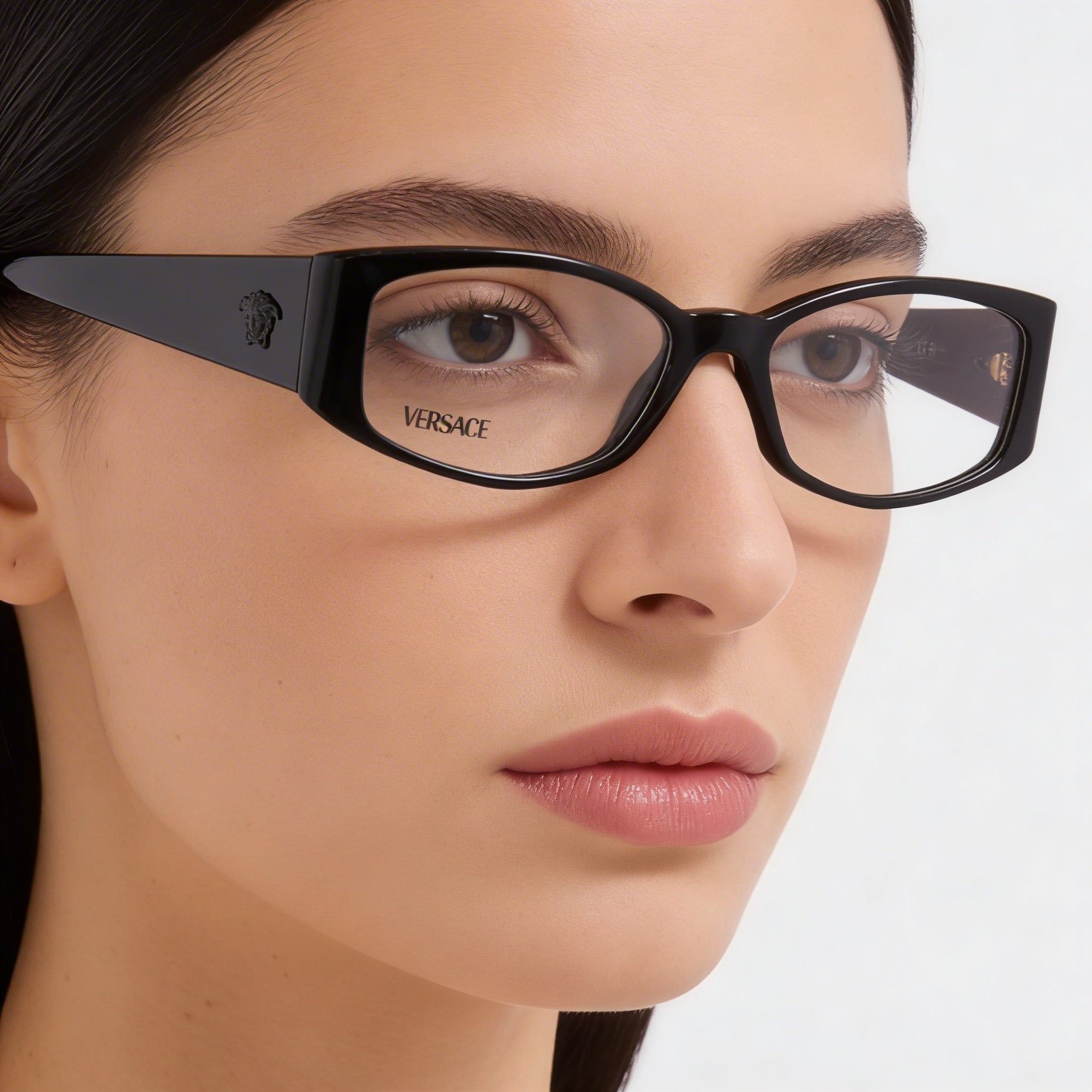Versace Ve 3343 Women's Acetate Black Gold Logo Frame Eyeglasses (Lens 54mm, Bridge 17mm, Temple 145mm), Photo 5