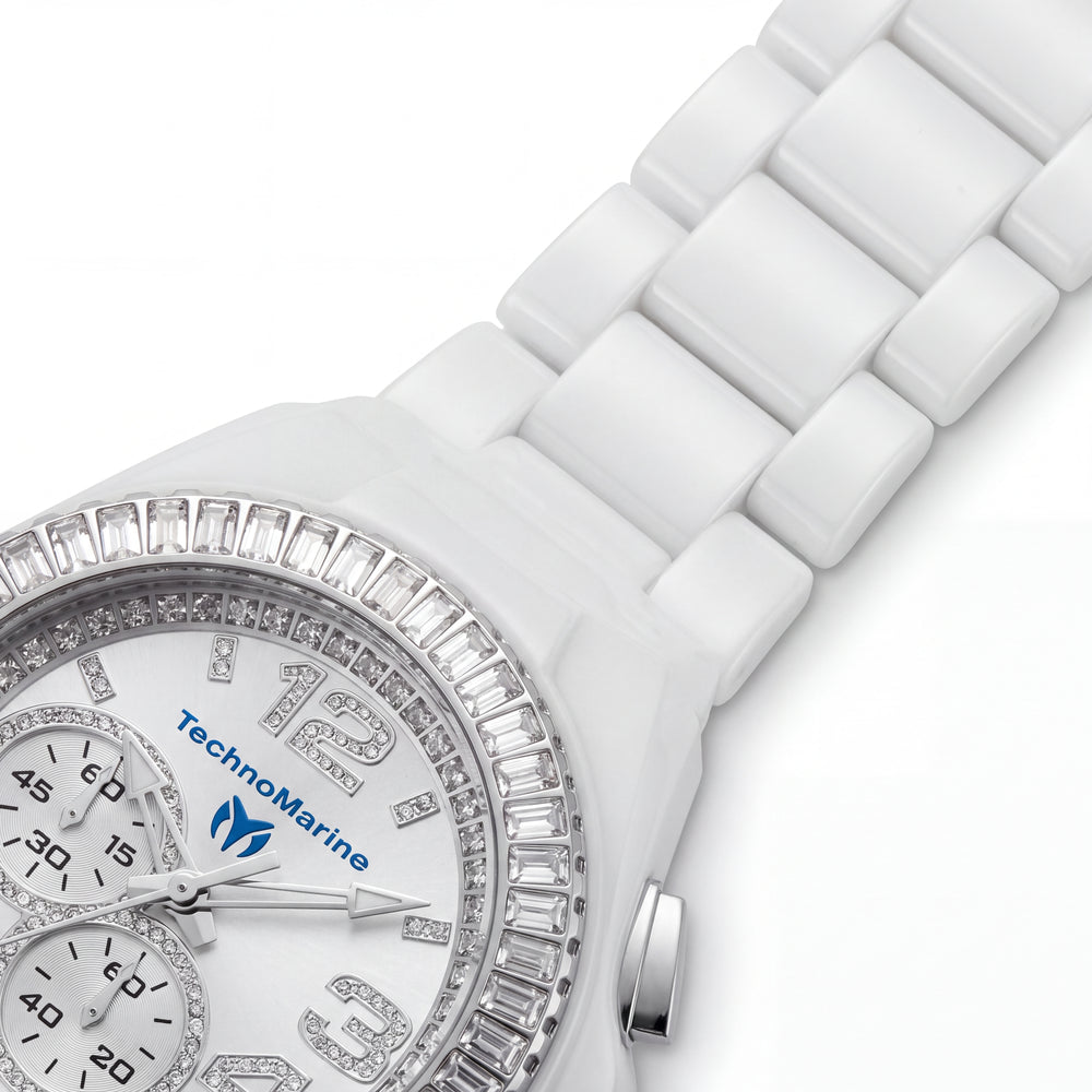 Reloj de cuarzo cronógrafo Technomarine Cruise TM-121181 unisex de 45 mm, acero inoxidable plateado, correa de silicona