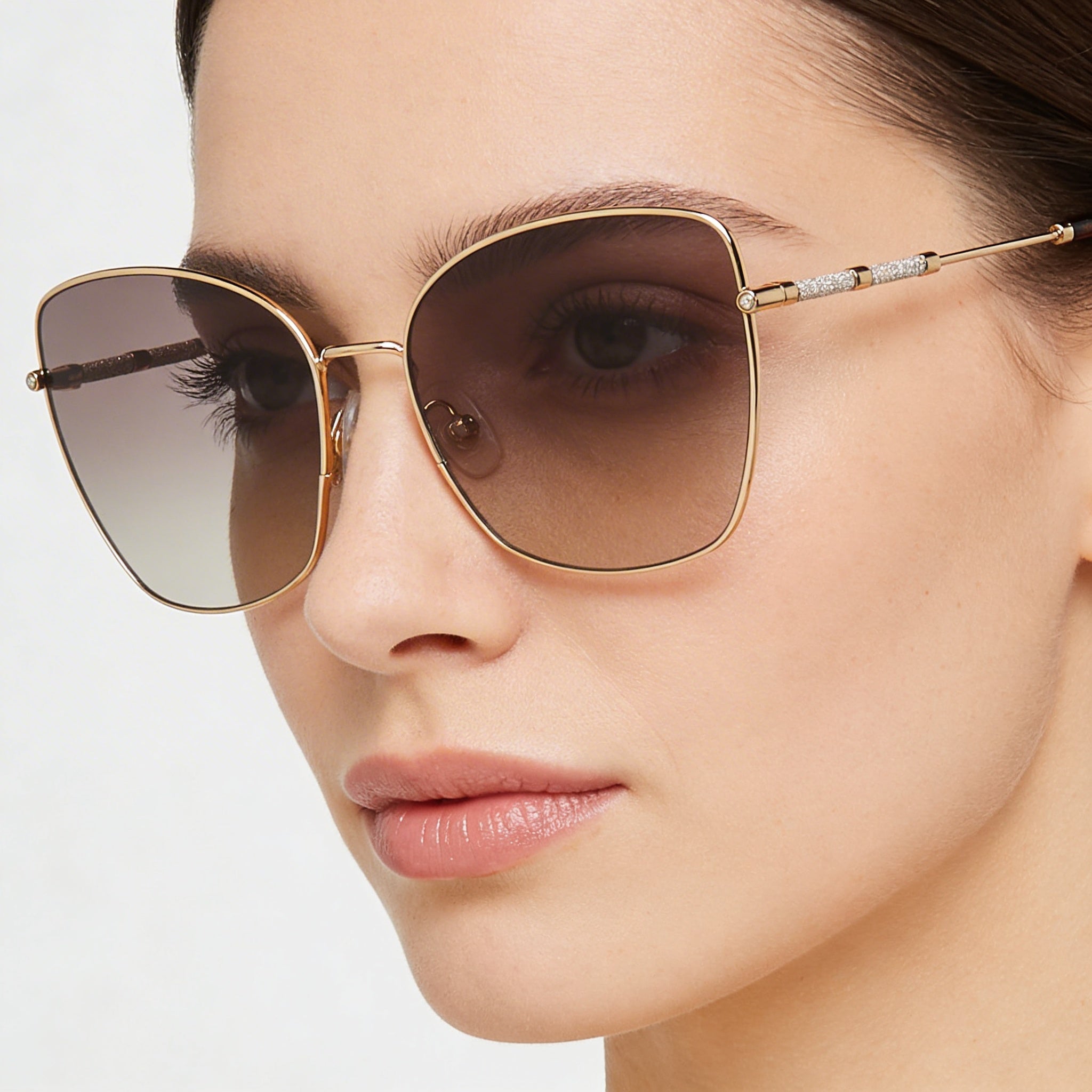 Gafas de sol de mujer Carolina Herrera HER 0133/S mariposa de metal oro rosa Marrón degradado 59mm con protección UV, Photo 5